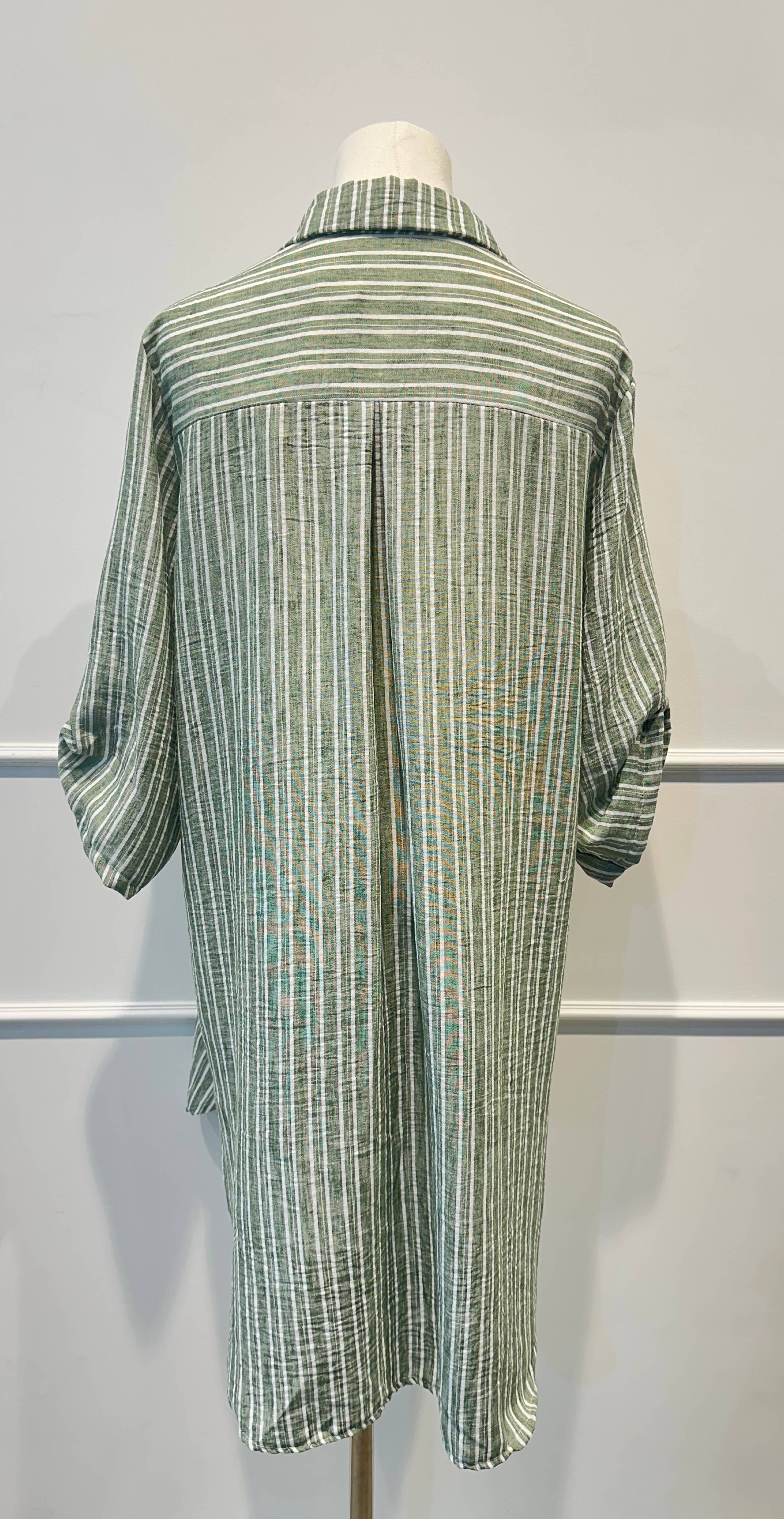 Chemise longue légère à rayures bleu et blanc (Copie)