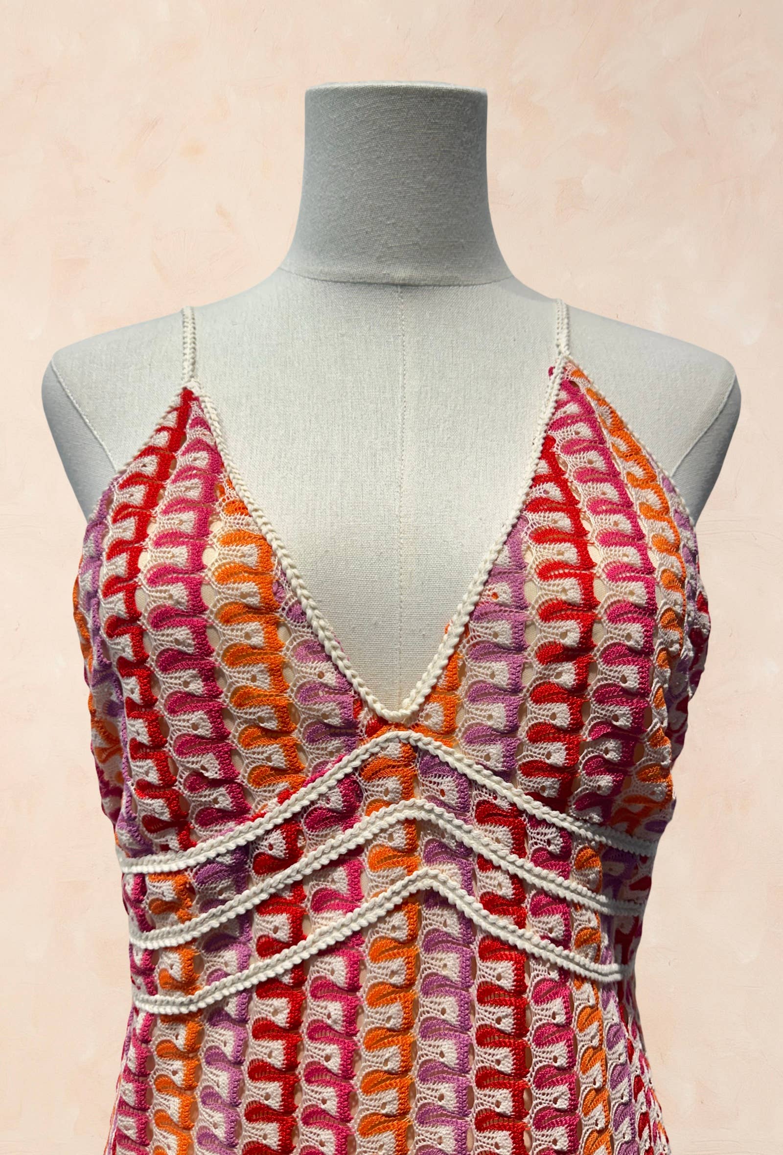 Robe longue crochet multicolore