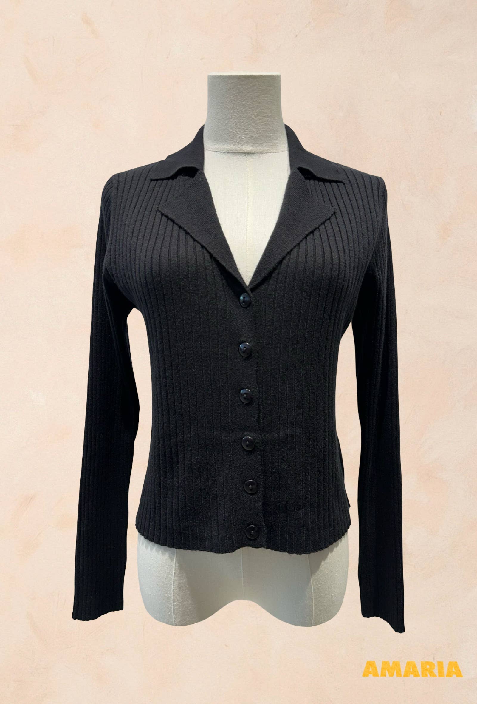 Gilet Boutonné Côtelé à Col Tailleur VISCOSE