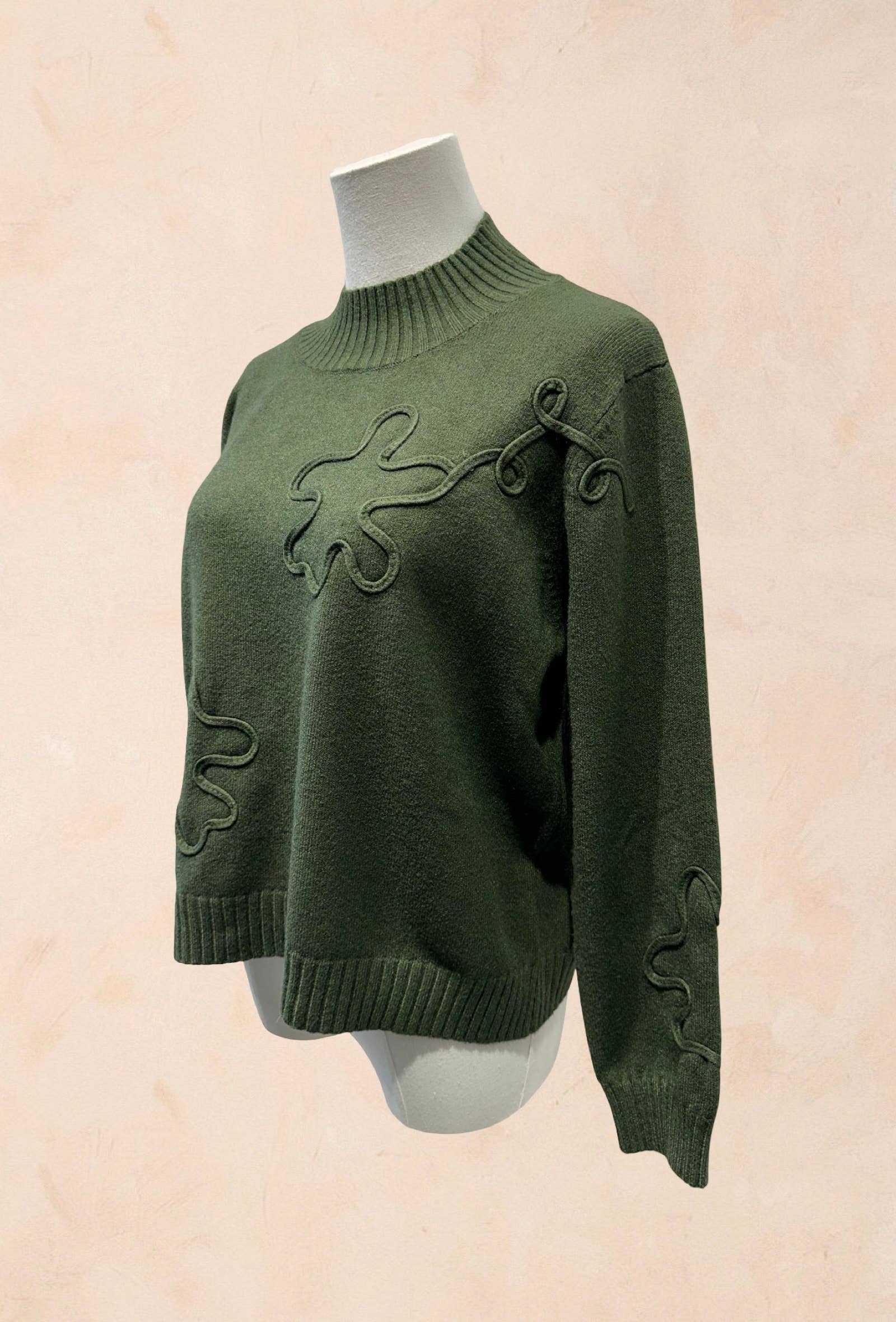 Pull Manches Longues à Motifs Reliefs Abstraits
