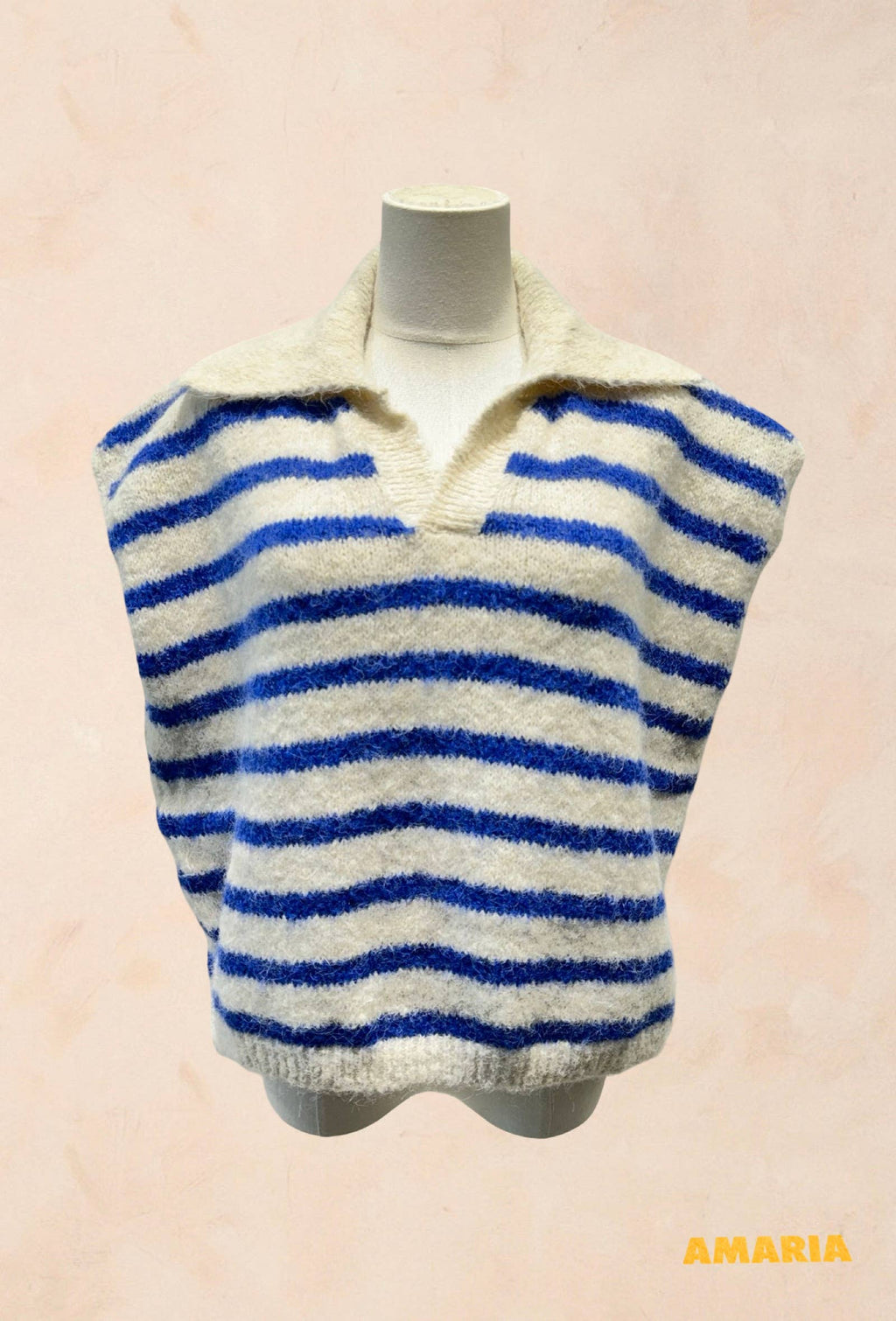 Pull sans manches à rayures avec col LAINE