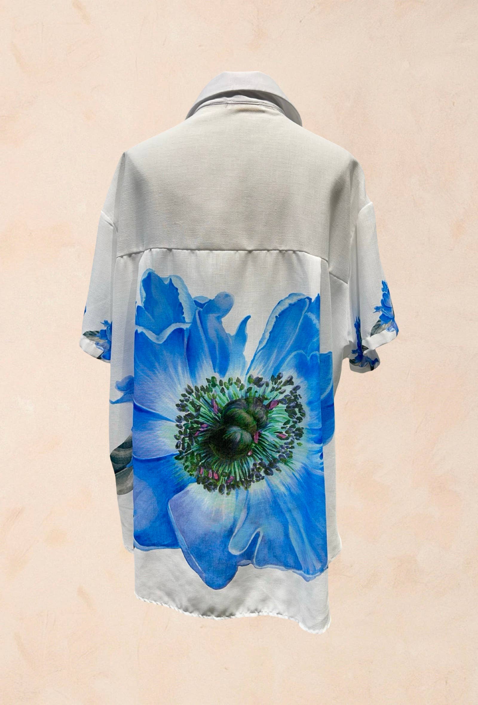 Chemise blanche à fleurs oversize Lin