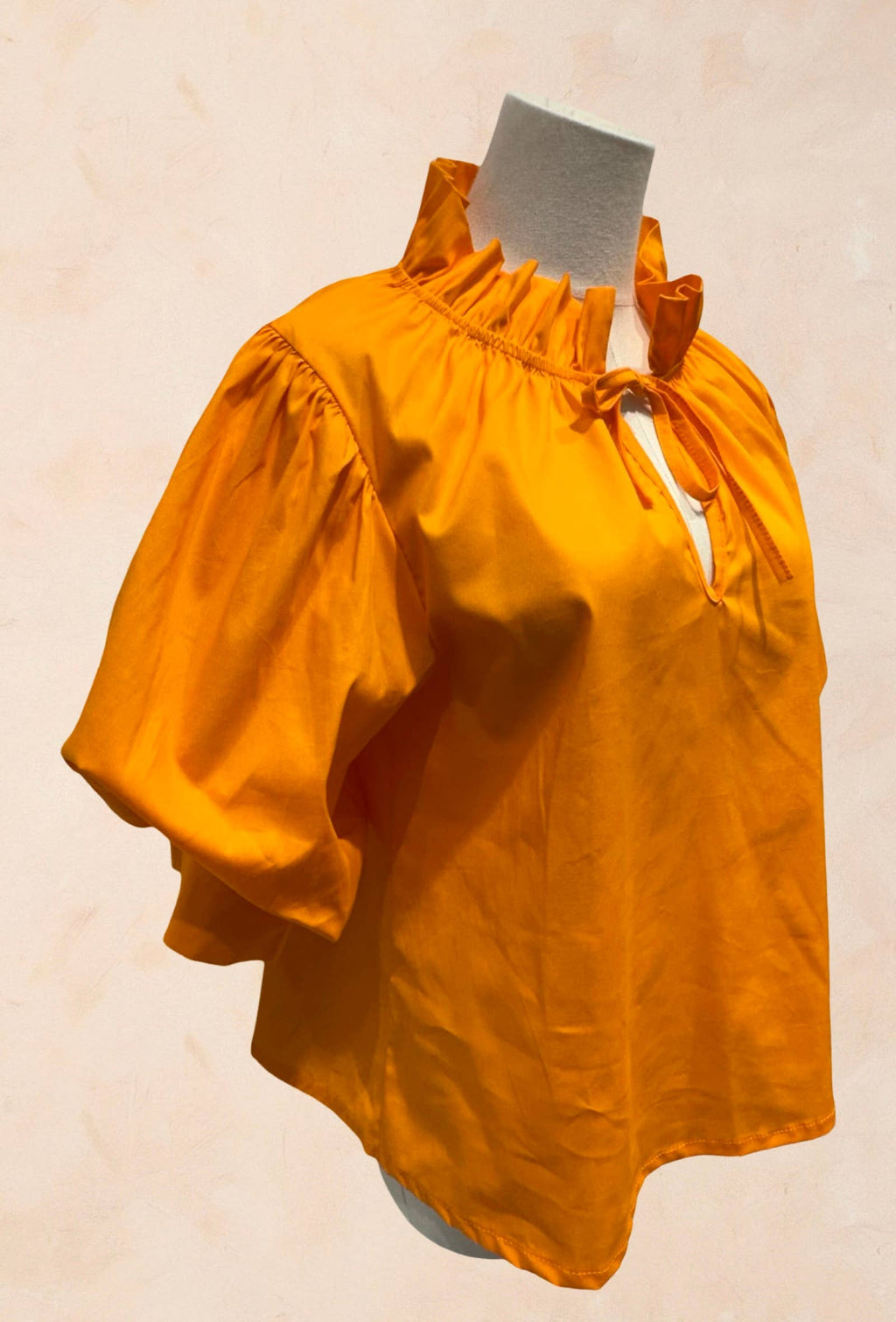 Blouse à Col Volanté et Manches Bouffantes COTON