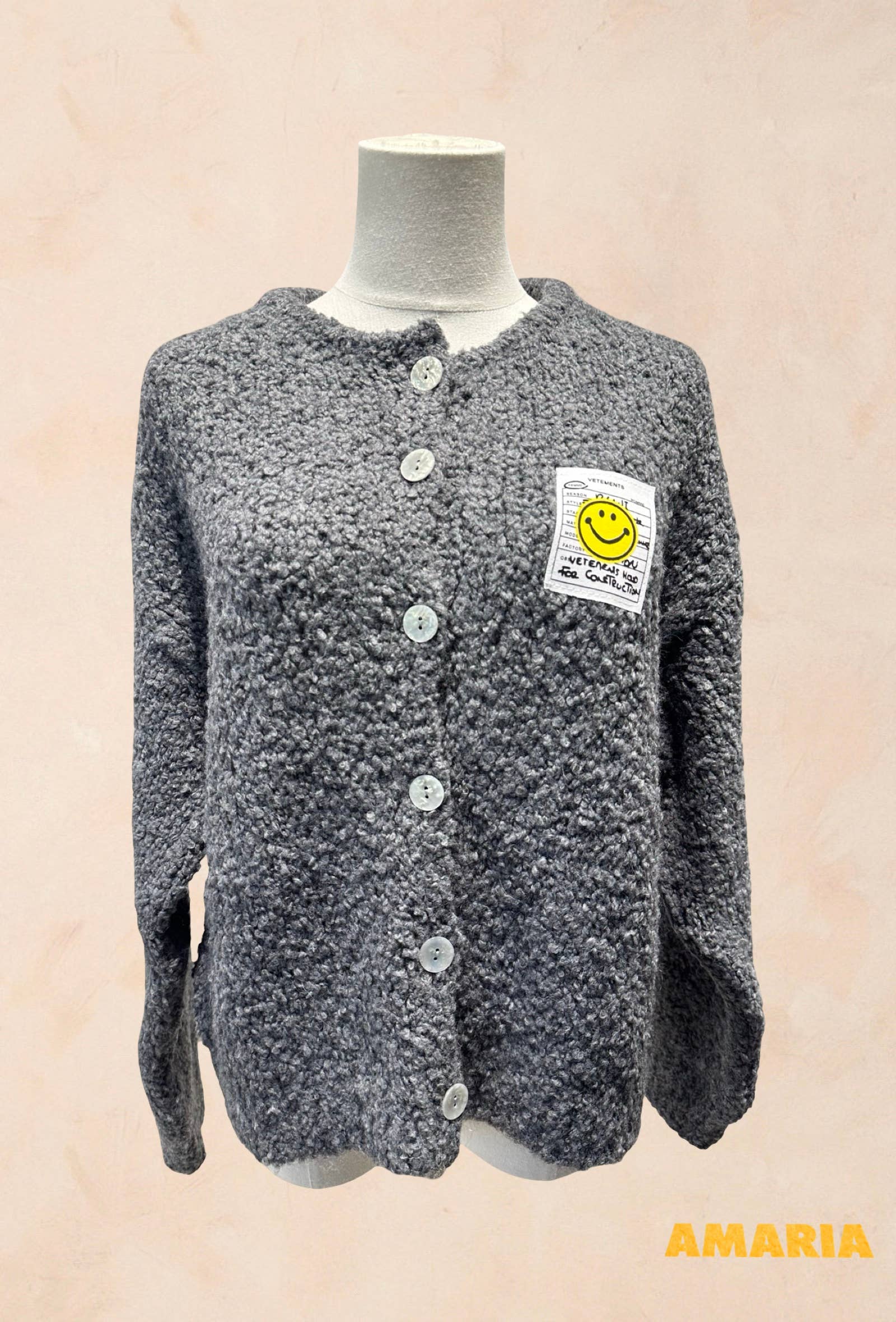 Gilet bouclette avec patch Smiley LAINE APLAGA