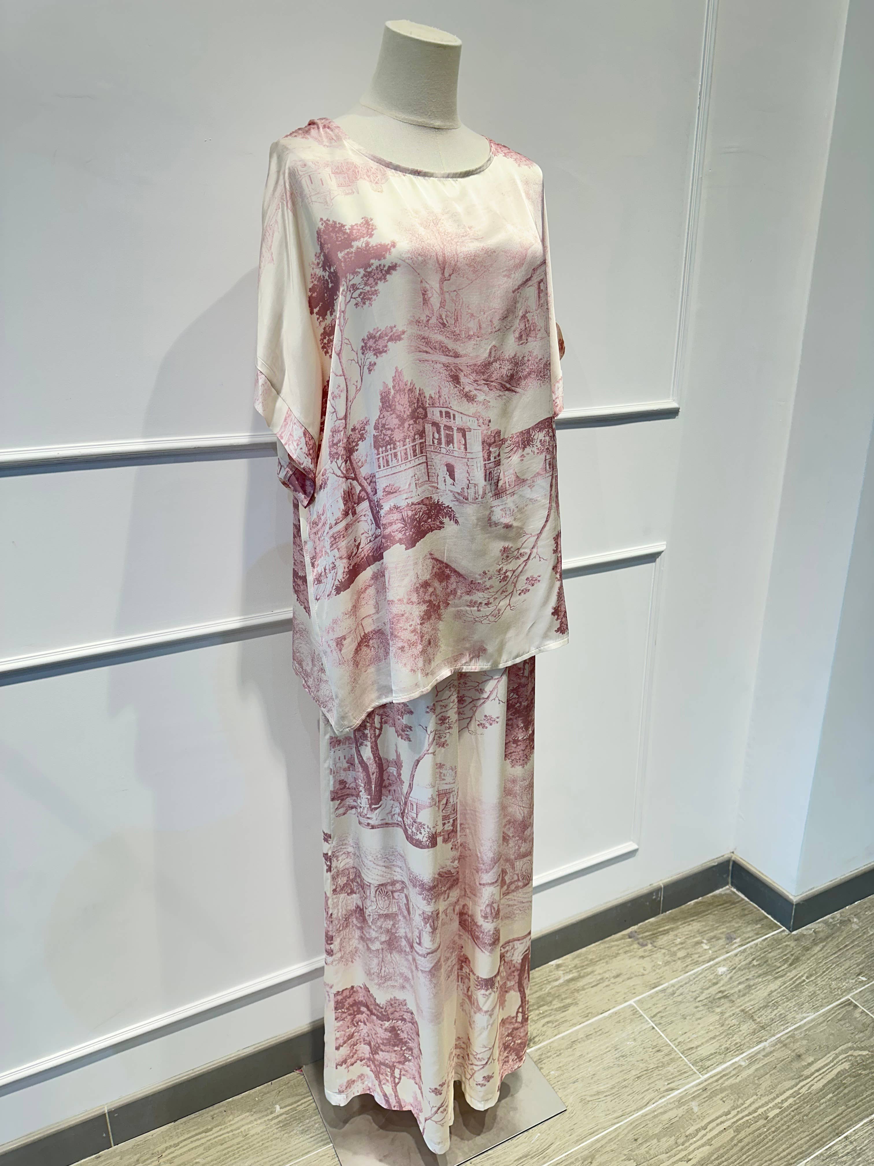 Ensemble fluide imprimé toile de Jouy % VISCOSE