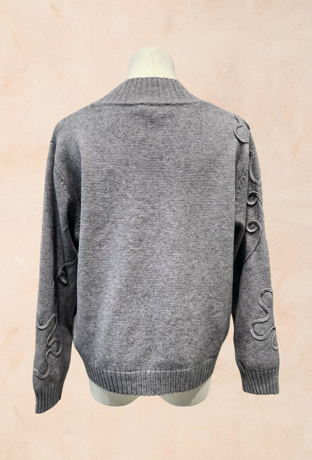 Pull Manches Longues à Motifs Reliefs Abstraits