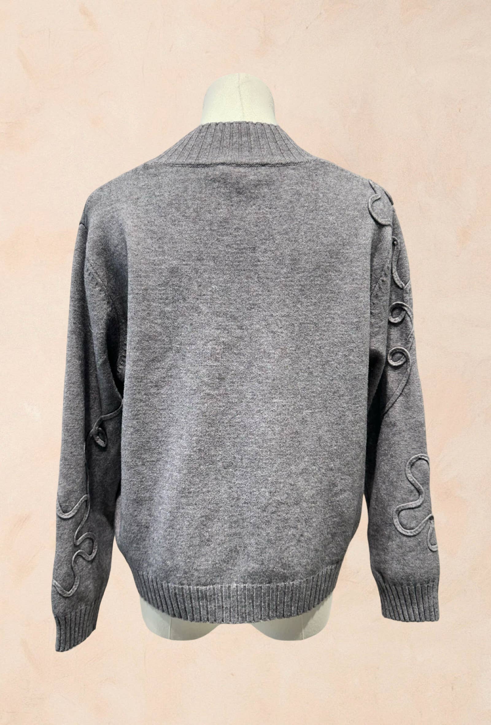 Pull Manches Longues à Motifs Reliefs Abstraits