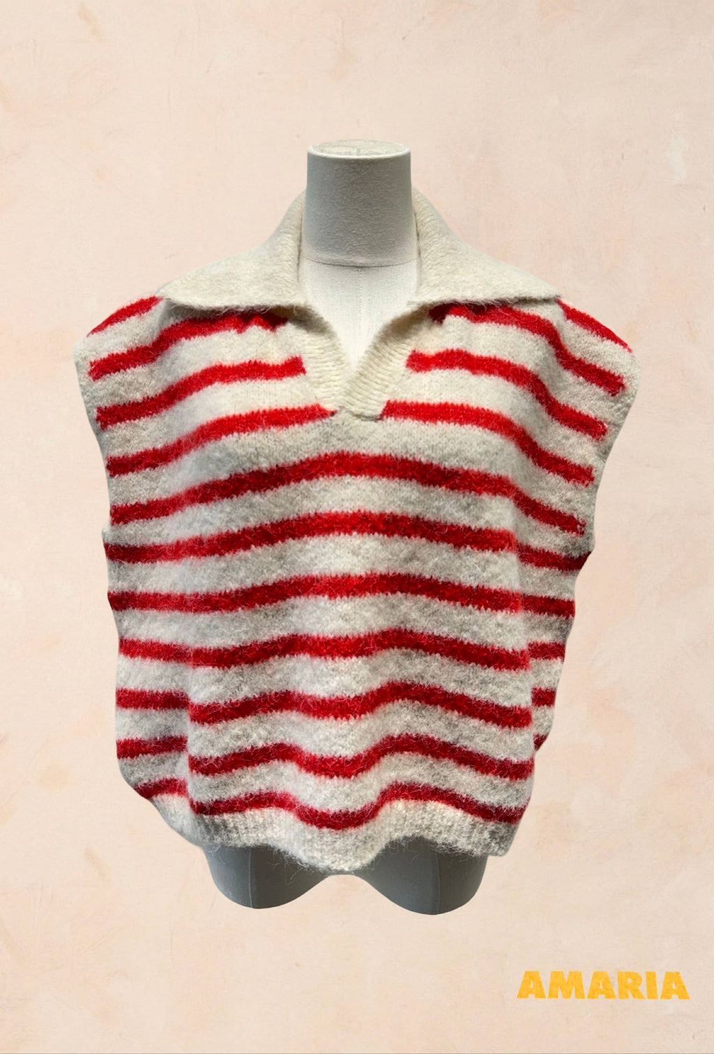 Pull sans manches à rayures avec col LAINE