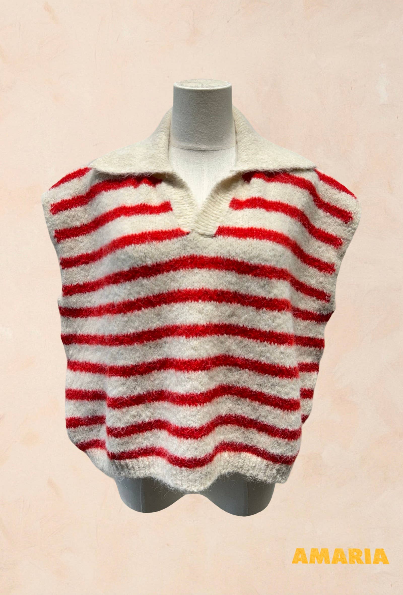 Pull sans manches à rayures avec col LAINE
