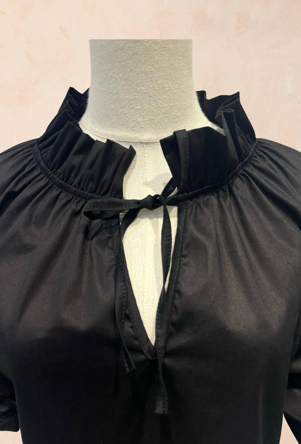 Blouse à Col Volanté et Manches Bouffantes COTON
