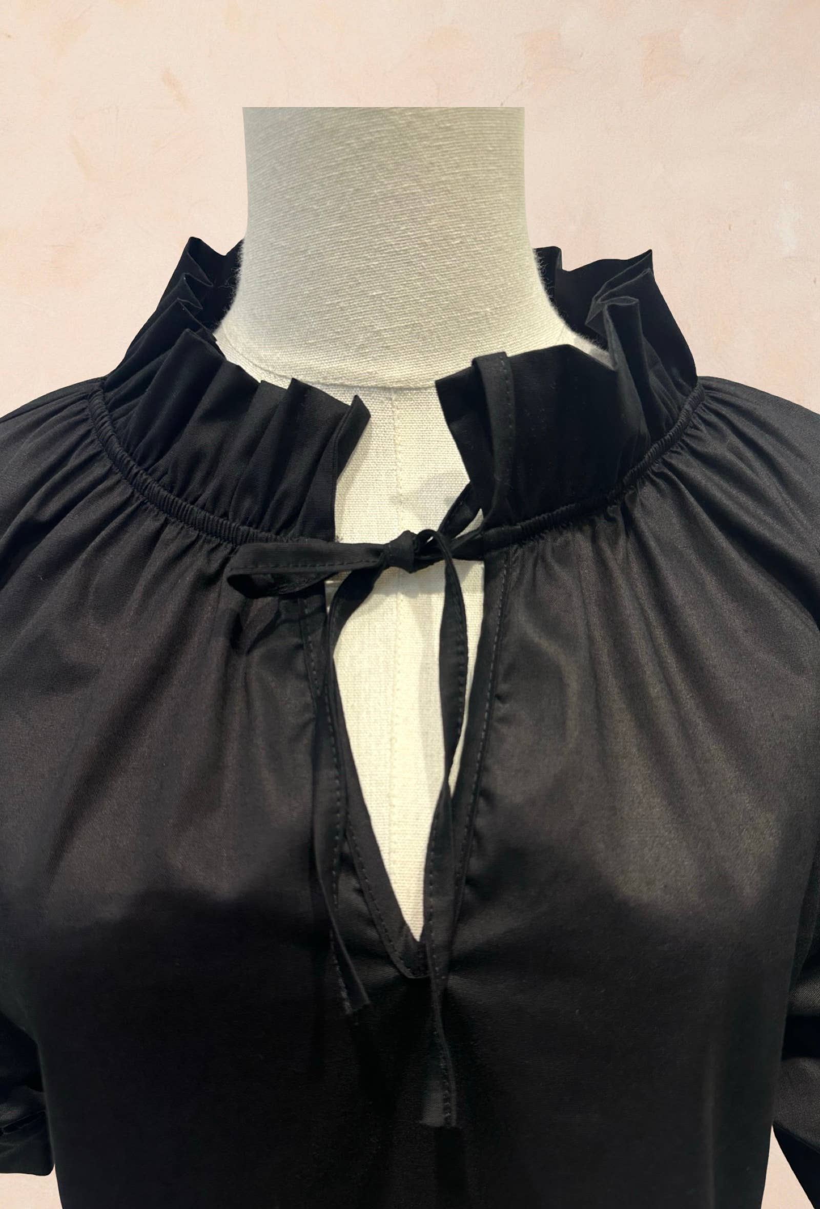 Blouse à Col Volanté et Manches Bouffantes COTON