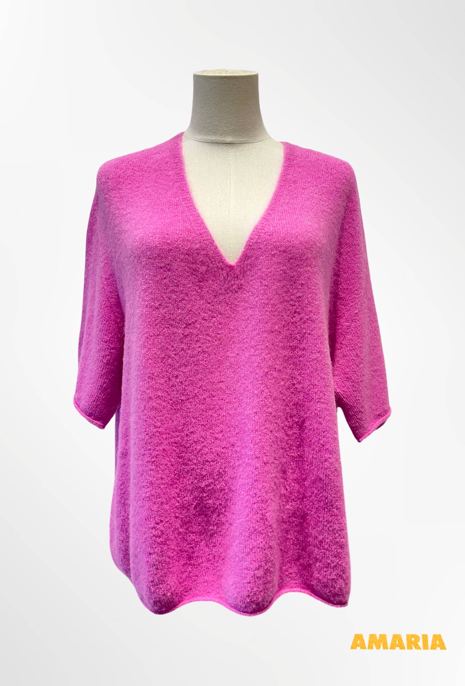 Pull col V manches courtes ALPAGA/ LAINE