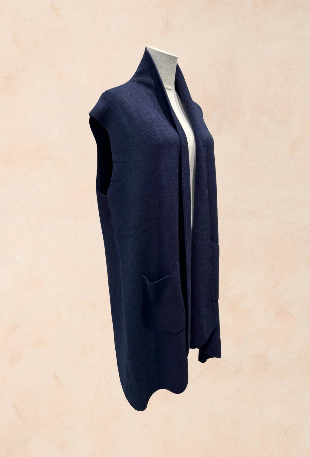 Gilet long sans manches à poches Viscose