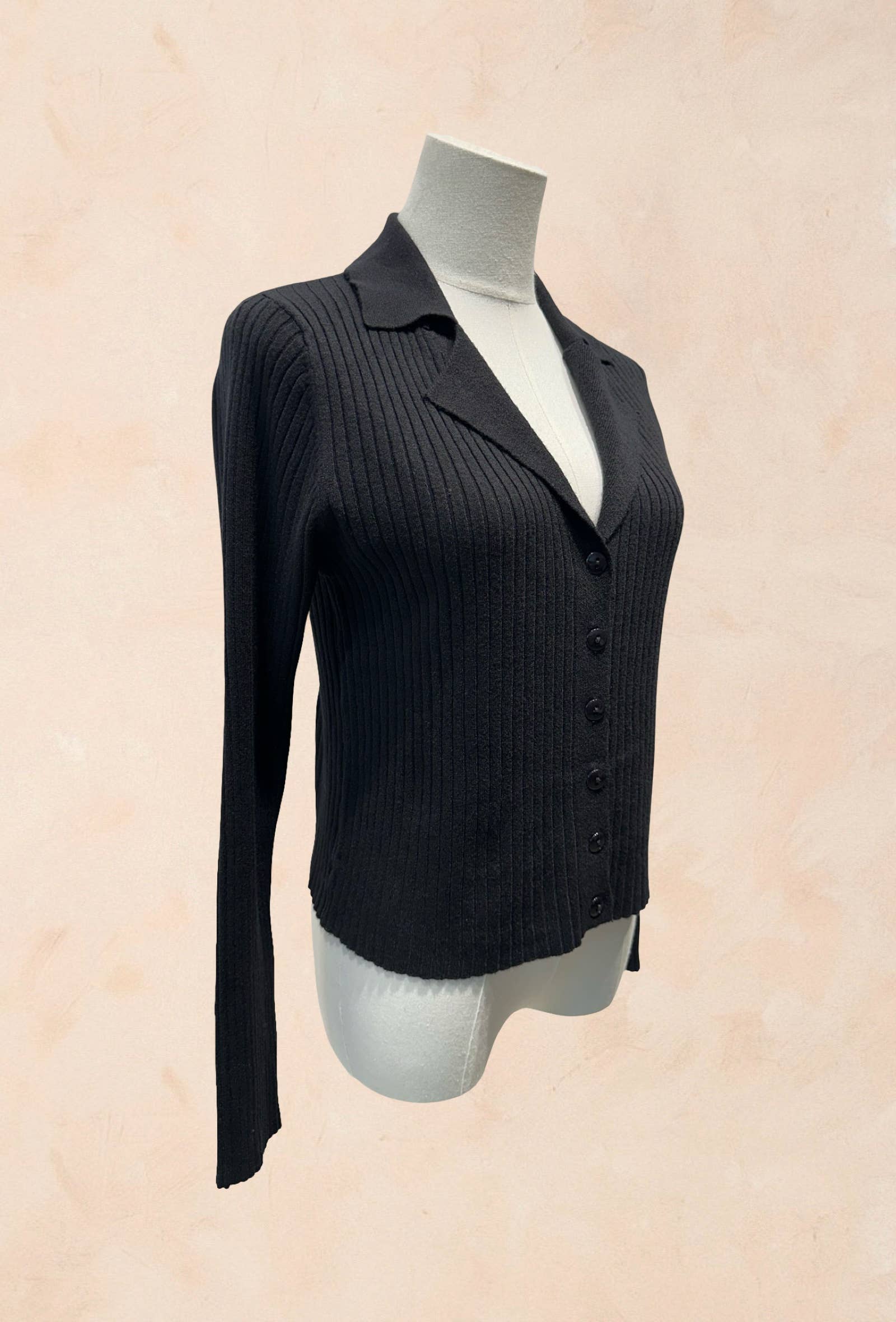 Gilet Boutonné Côtelé à Col Tailleur VISCOSE