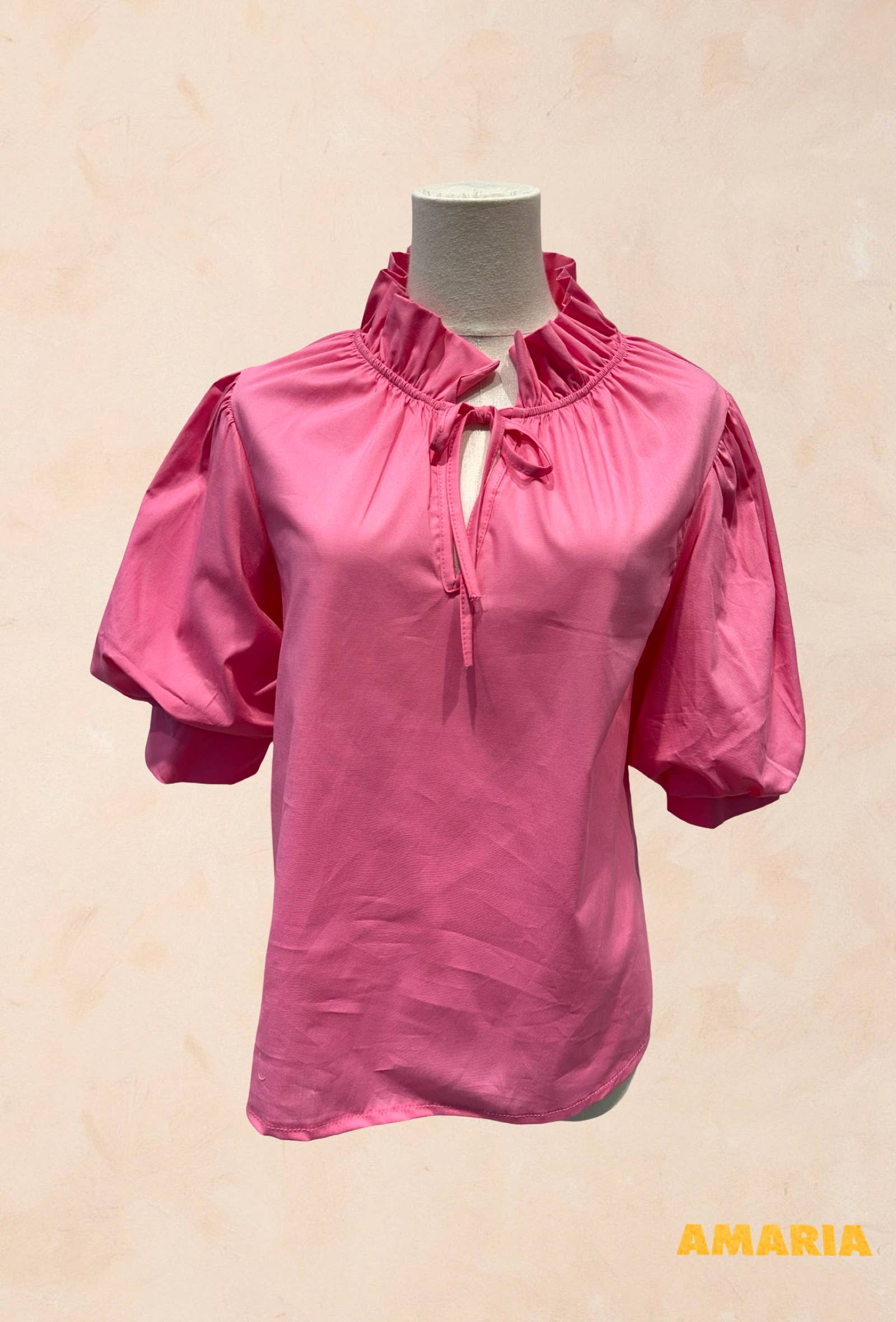 Blouse à Col Volanté et Manches Bouffantes COTON