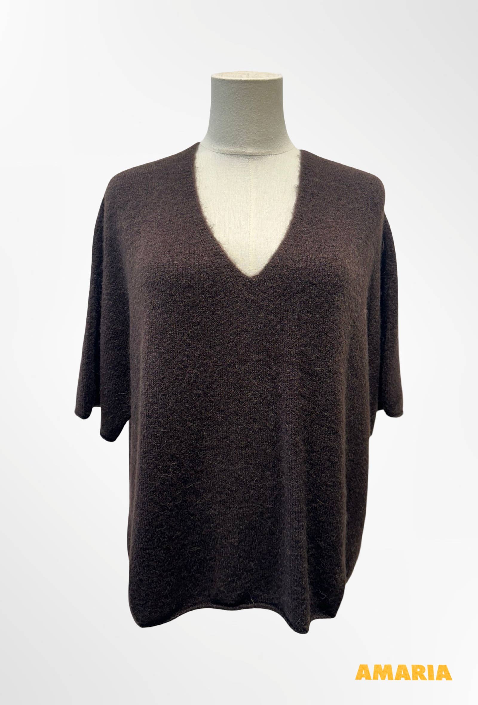 Pull col V manches courtes ALPAGA/ LAINE