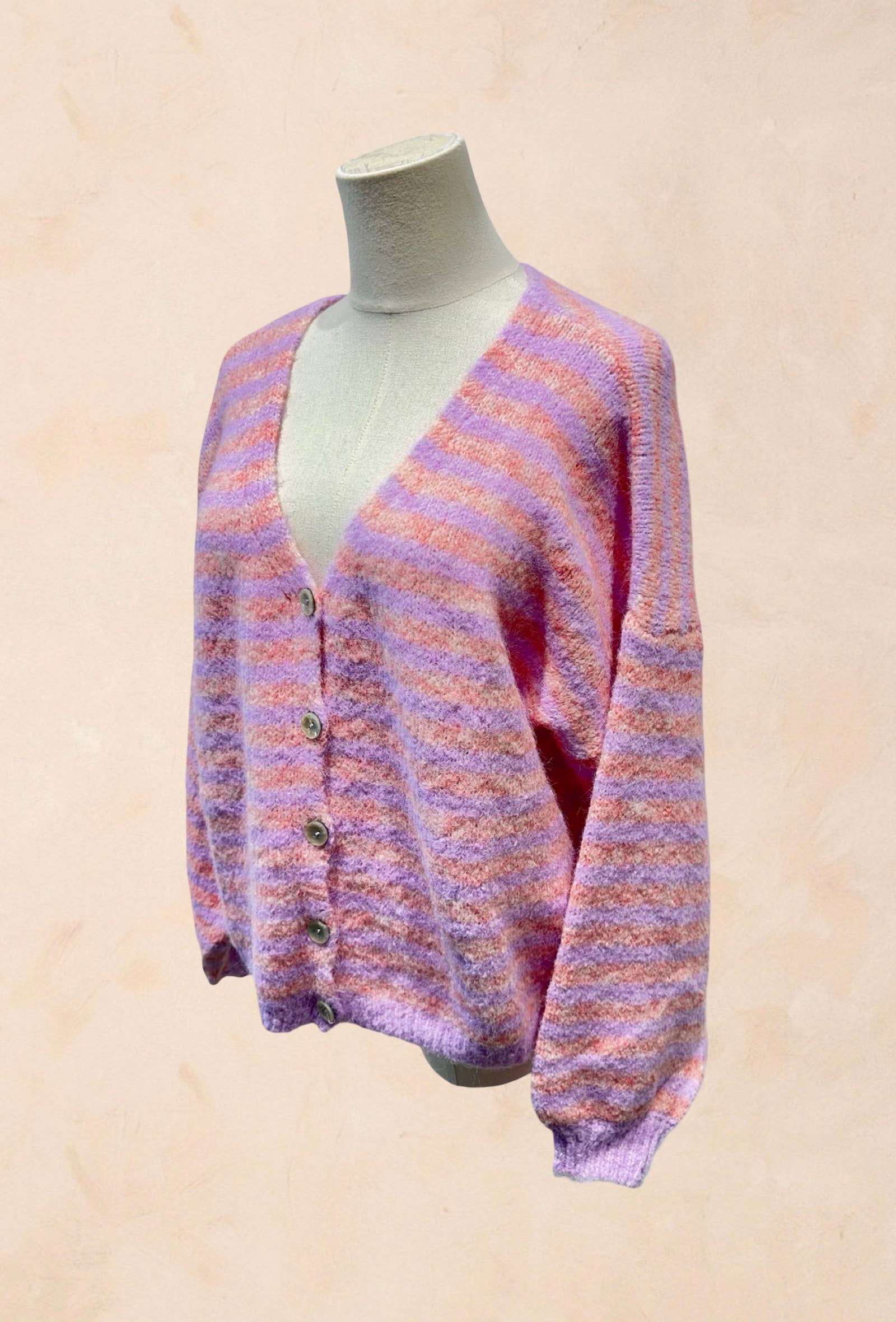 Gilet rayé oversize en maille douce LAINE