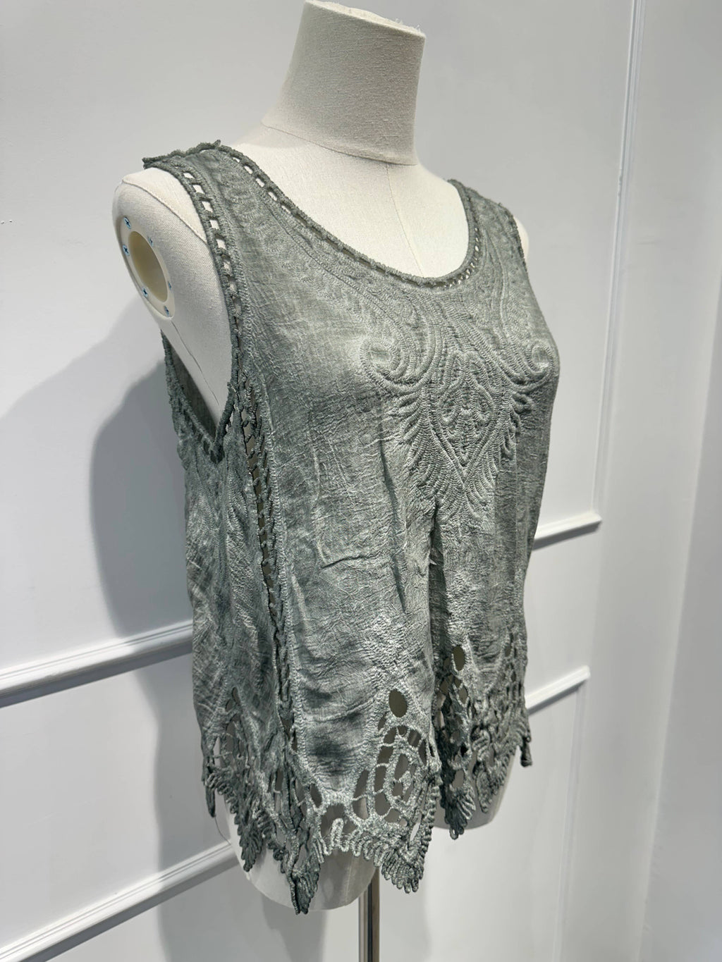 Débardeur Brodé en Dentelle