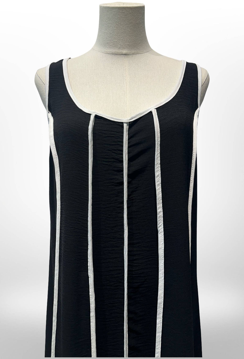 Robe Longue Sans Manches à Rayures Contrastées