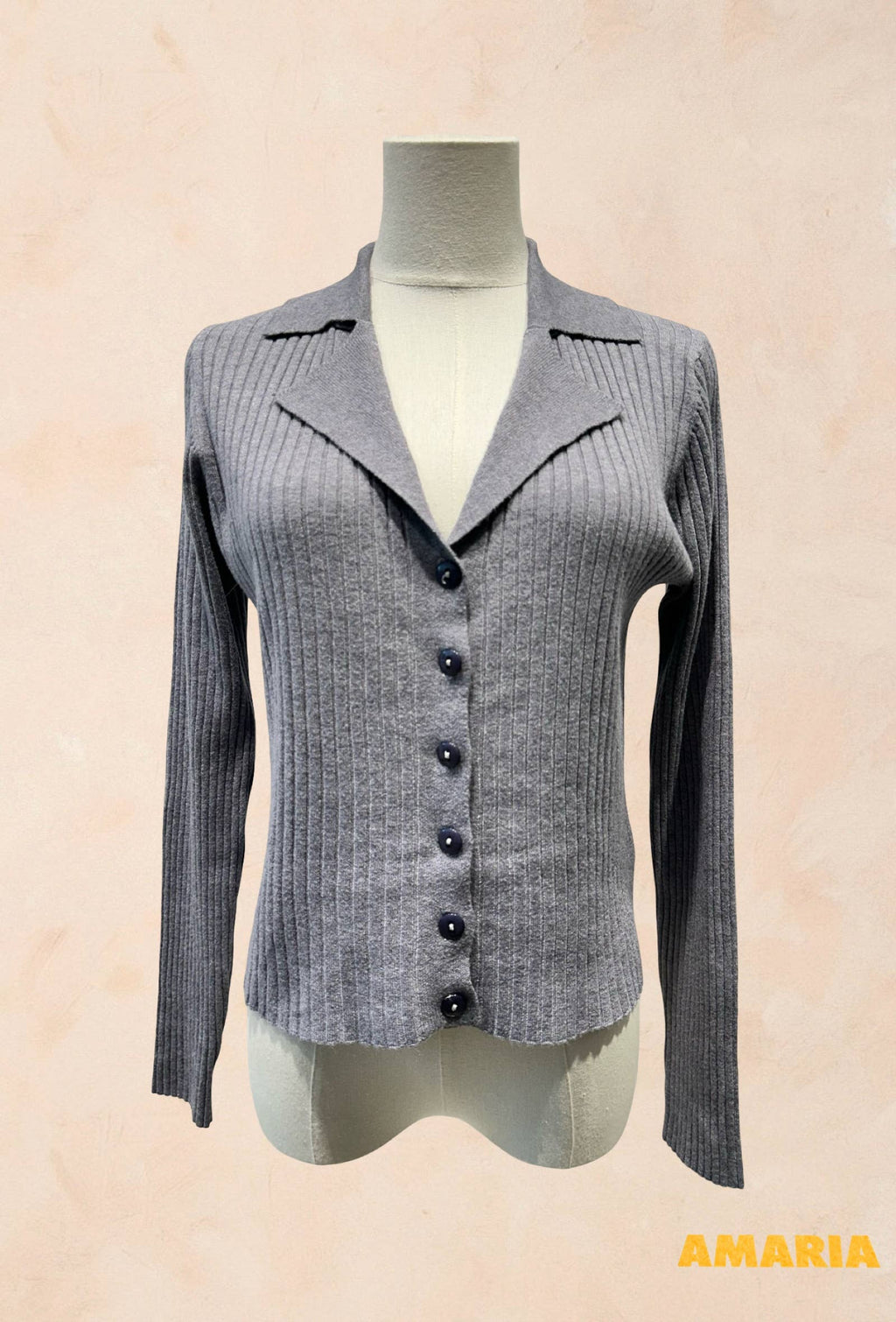 Gilet Boutonné Côtelé à Col Tailleur VISCOSE
