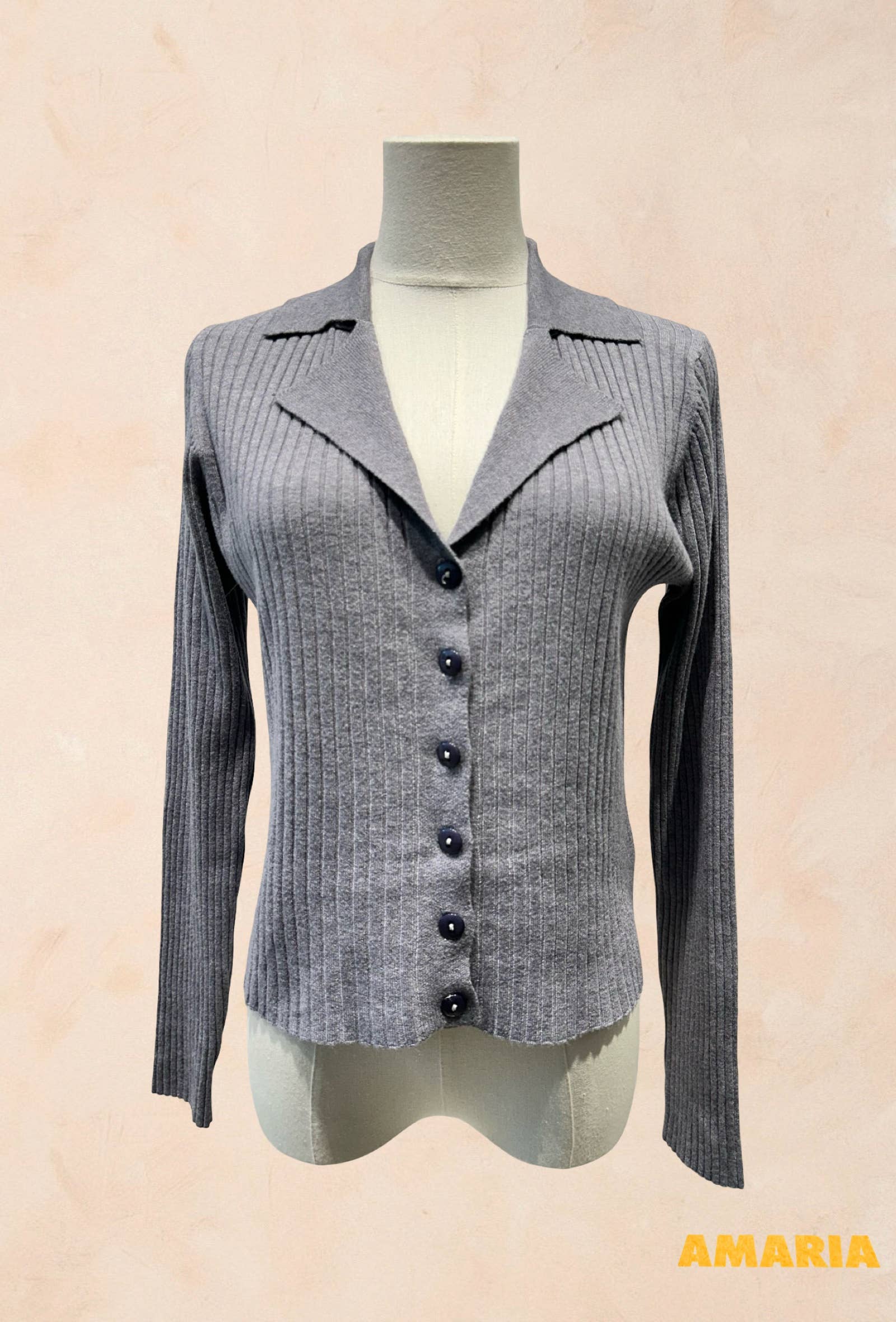 Gilet Boutonné Côtelé à Col Tailleur VISCOSE