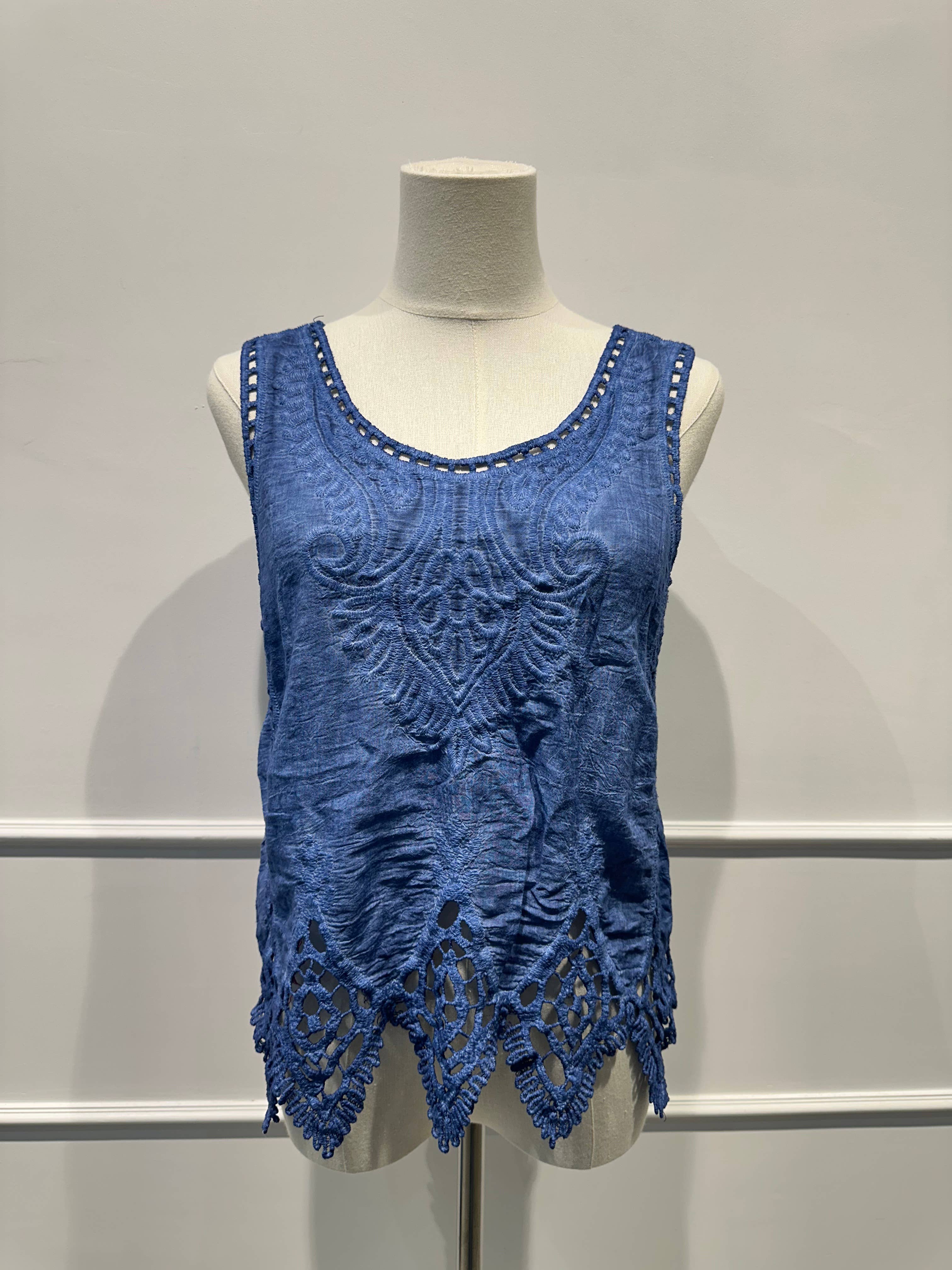 Débardeur Brodé en Dentelle
