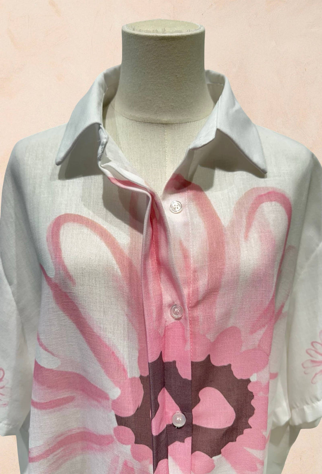 Chemise blanche à fleurs oversize Lin