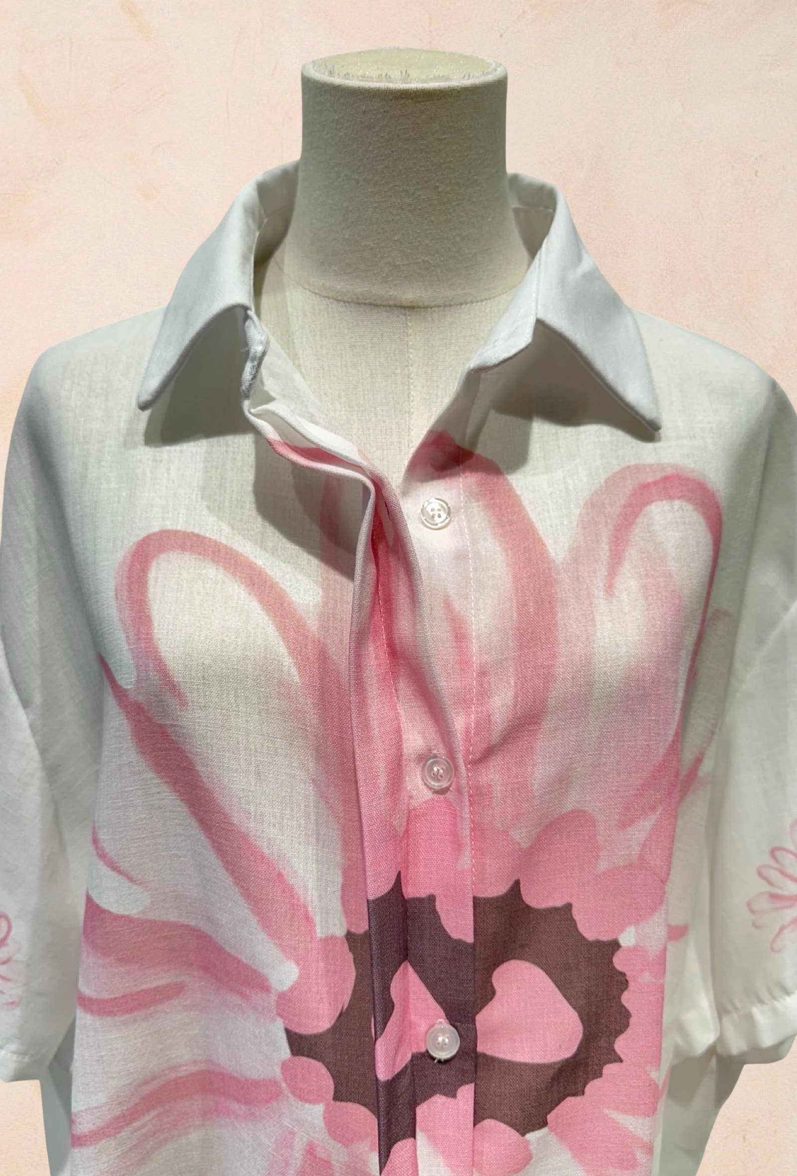 Chemise blanche à fleurs oversize Lin