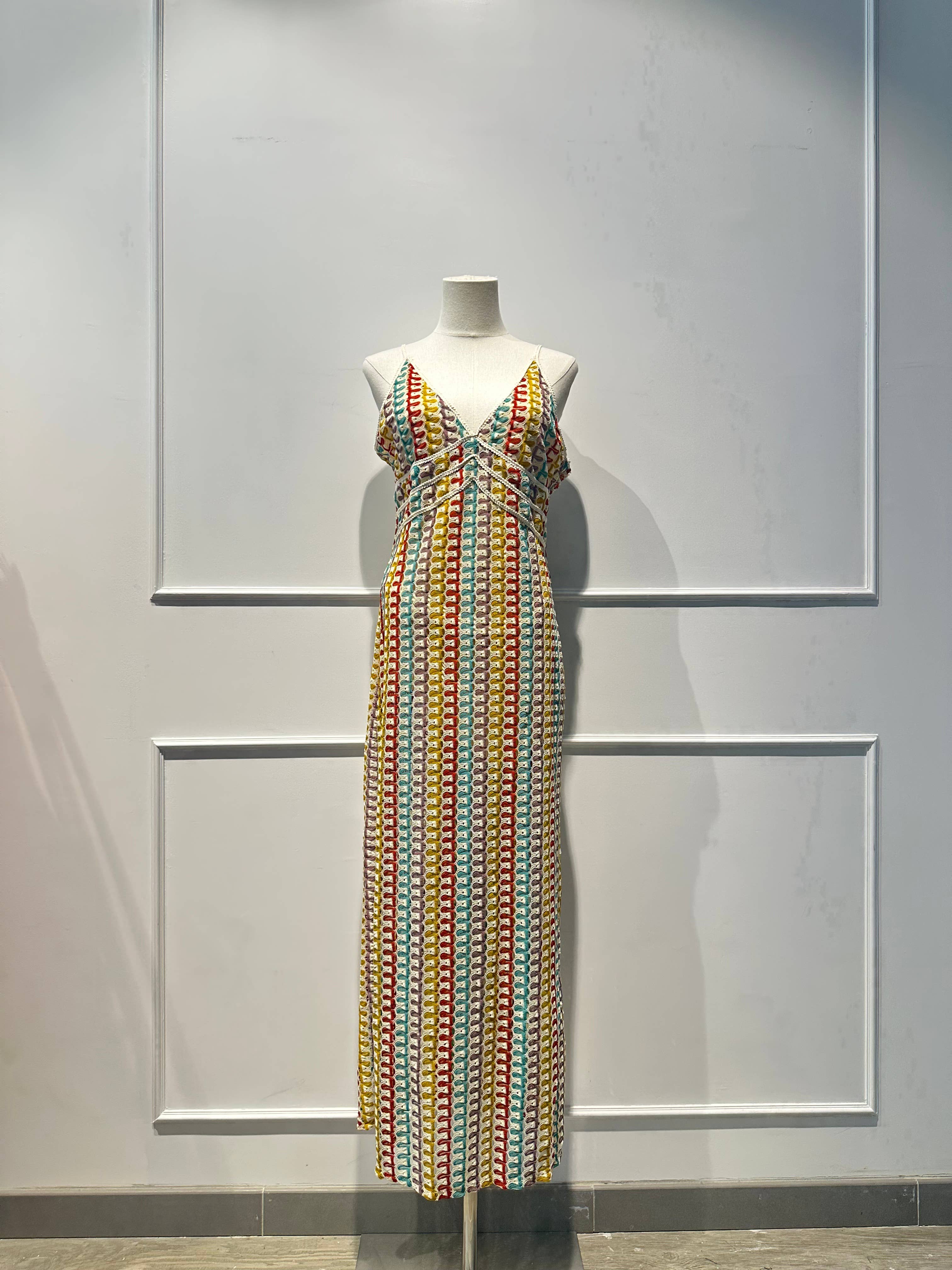 Robe longue crochet multicolore