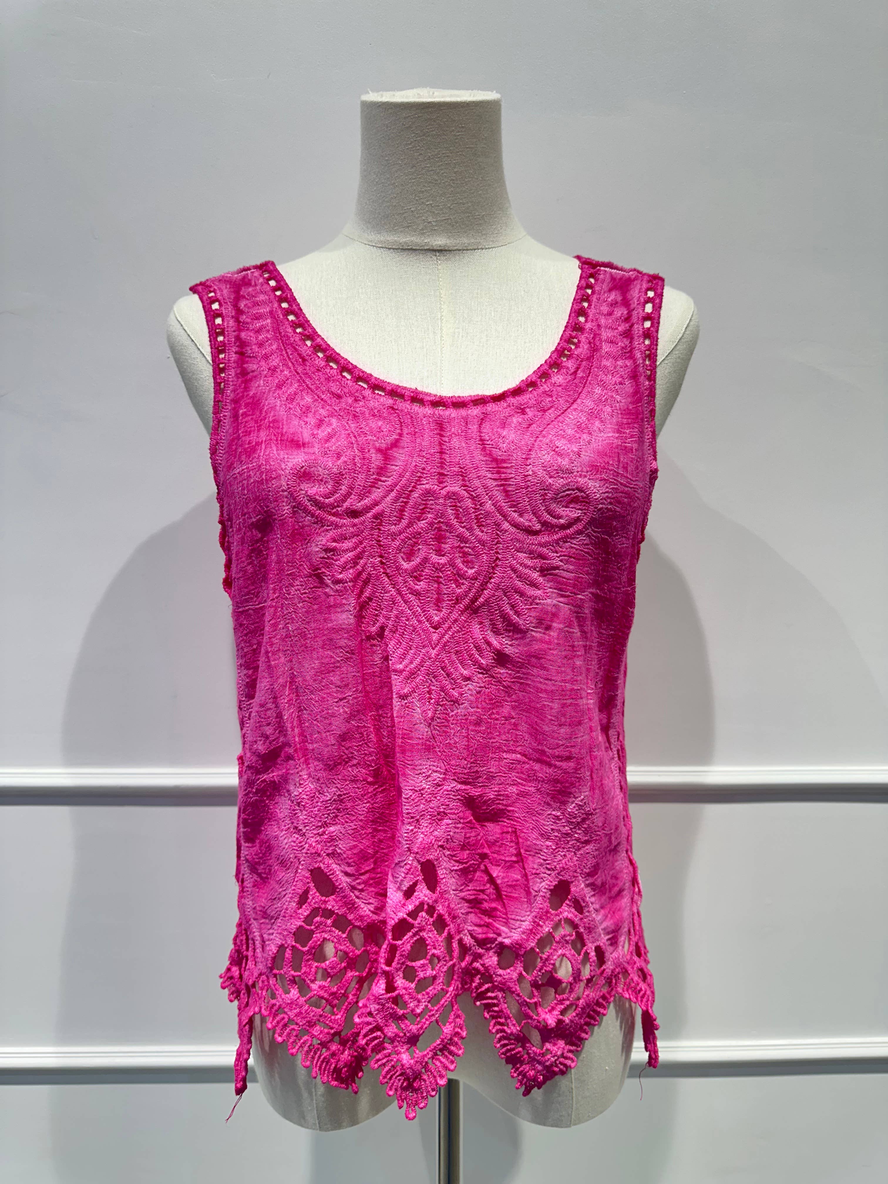 Débardeur Brodé en Dentelle