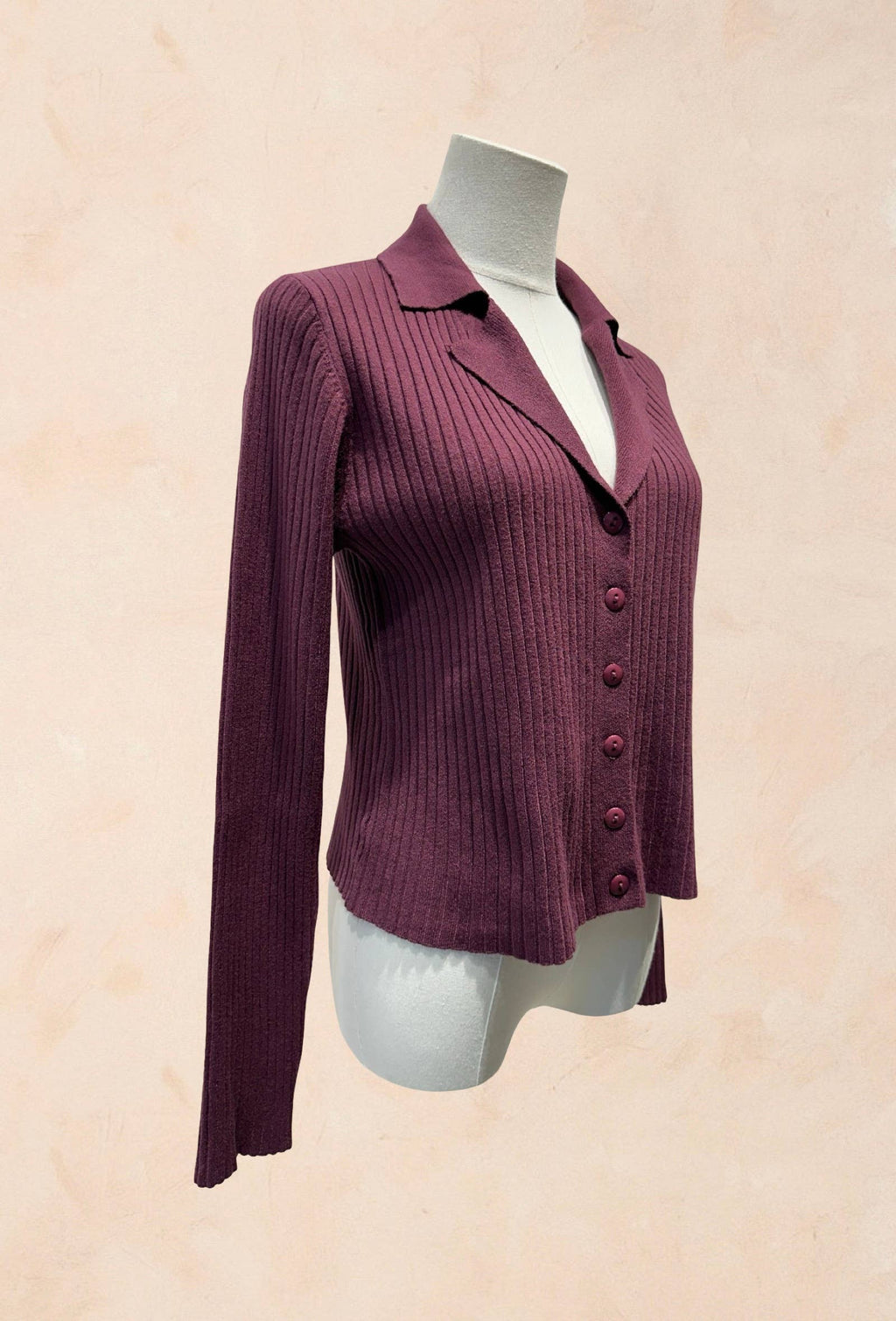 Gilet Boutonné Côtelé à Col Tailleur VISCOSE