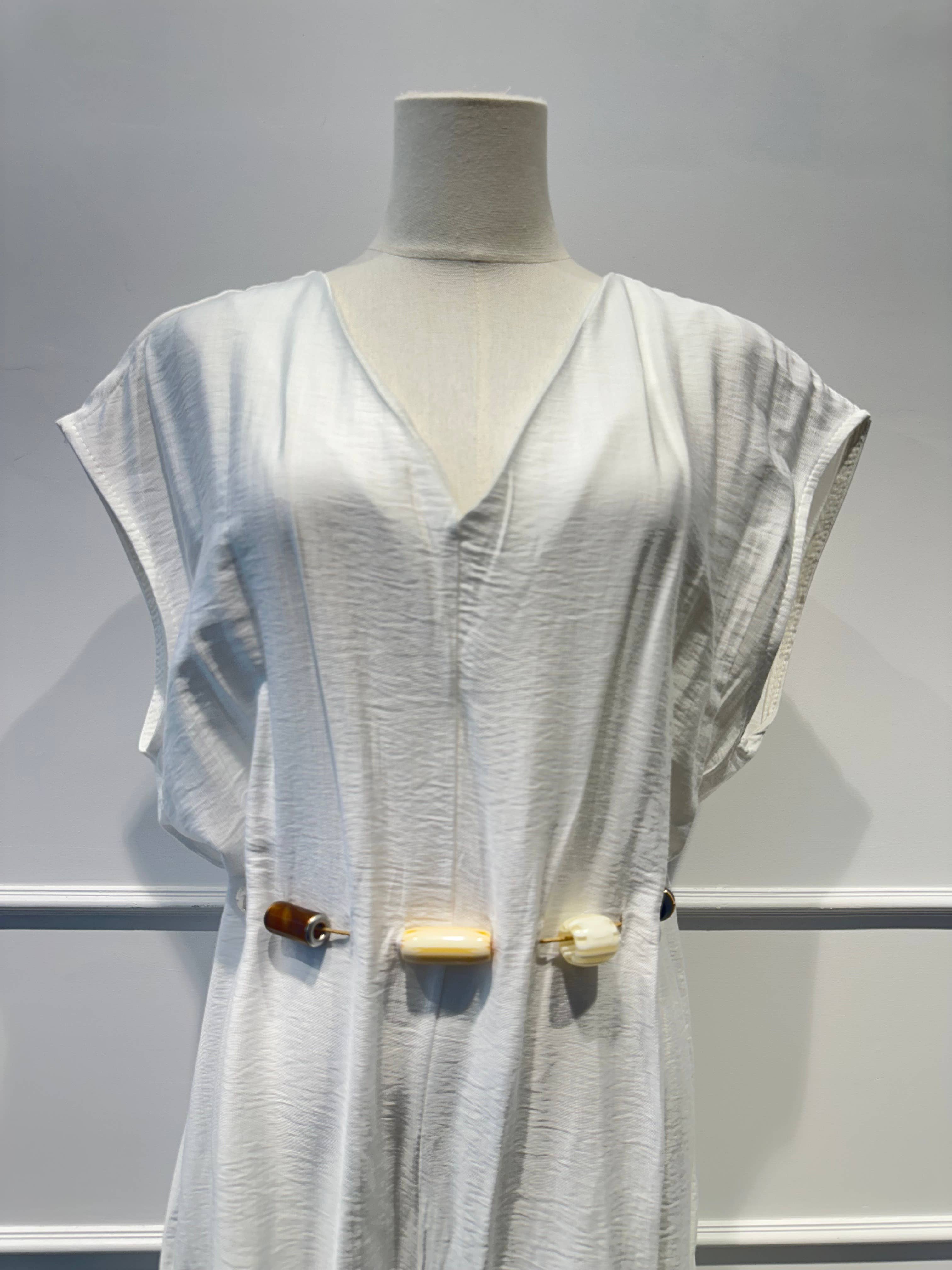 Robe Combinaison Longue avec Ceinture de Perles