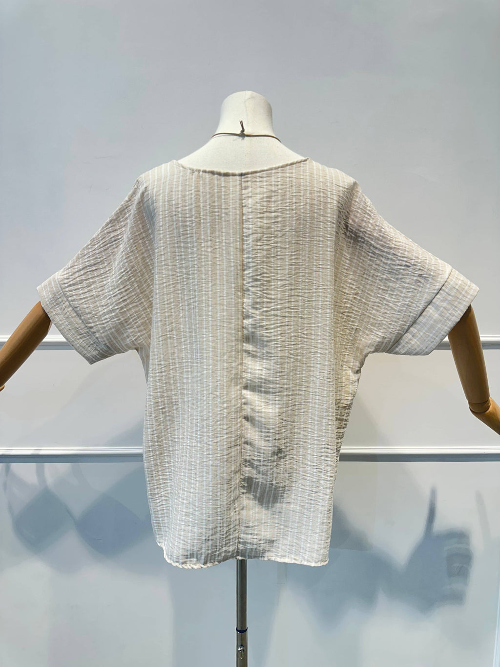 Blouse Haut Ample Rayé en Tissu Texturé