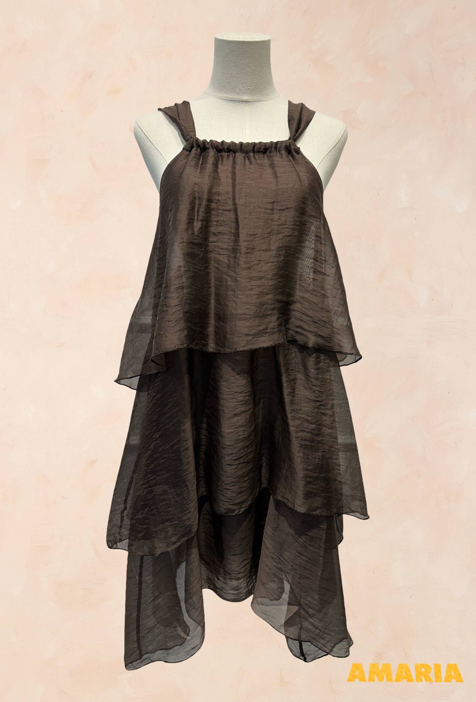 Robe à Volants à Bretelles et Nœud Déco
