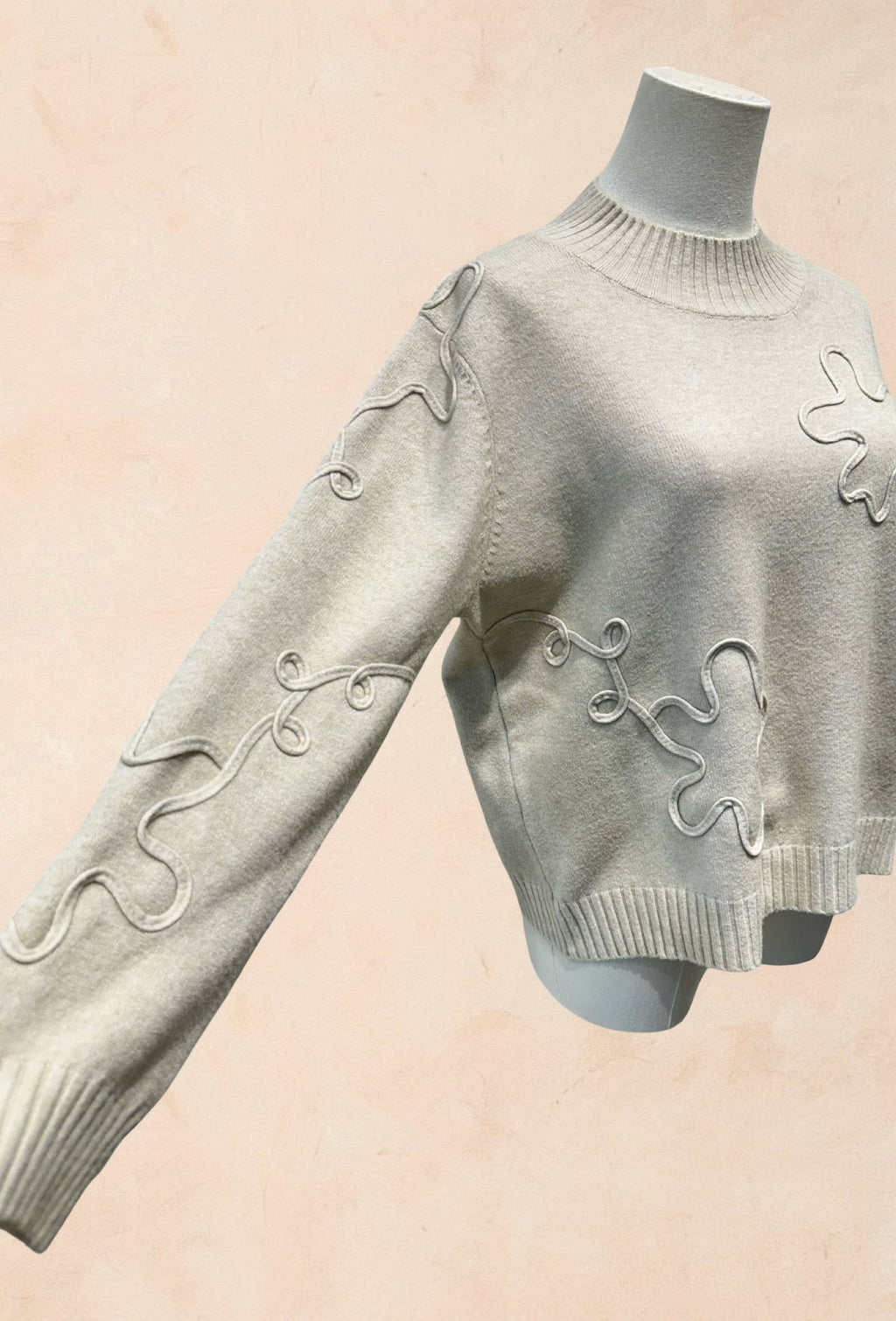 Pull Manches Longues à Motifs Reliefs Abstraits