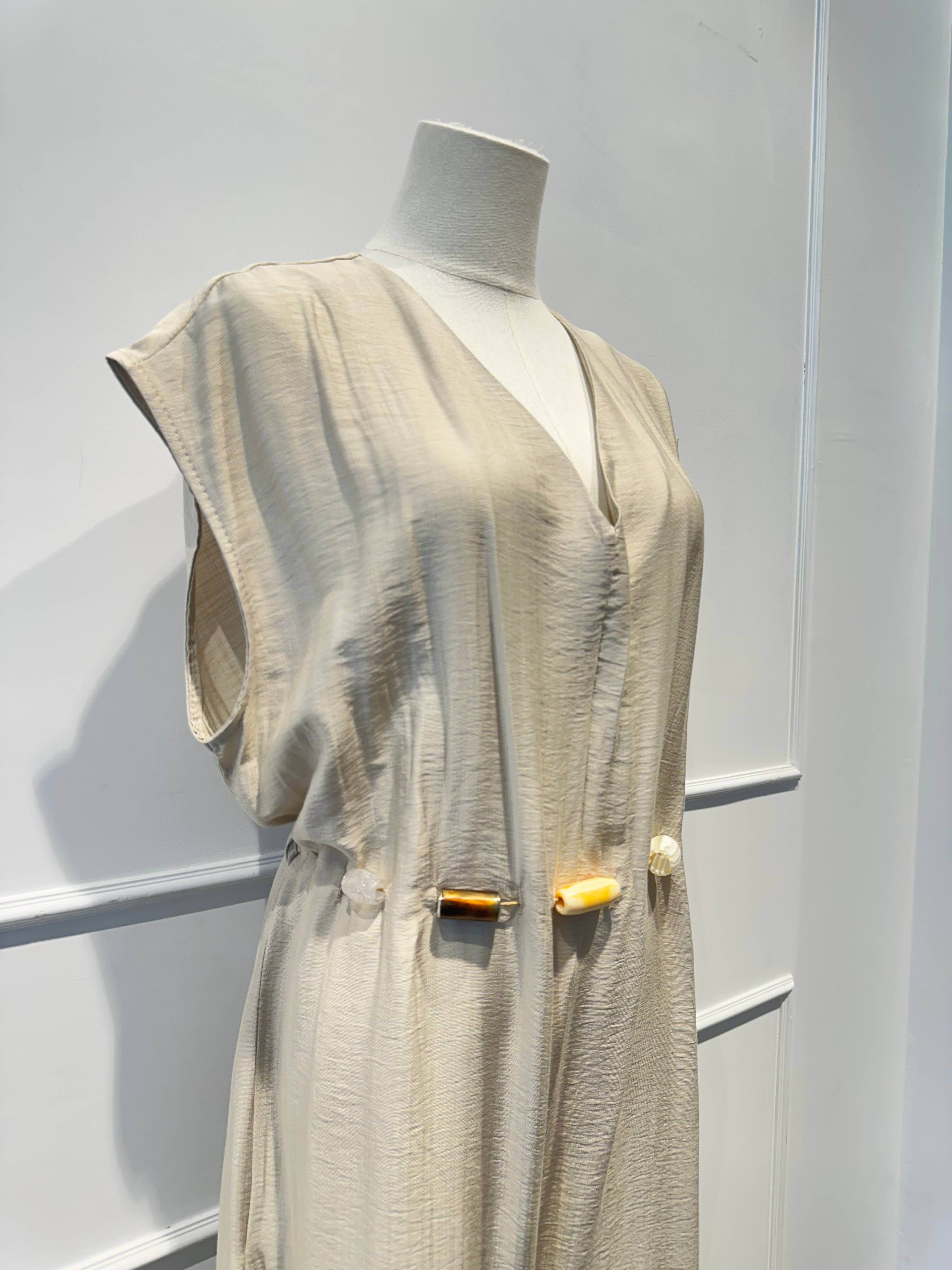 Robe Combinaison Longue avec Ceinture de Perles