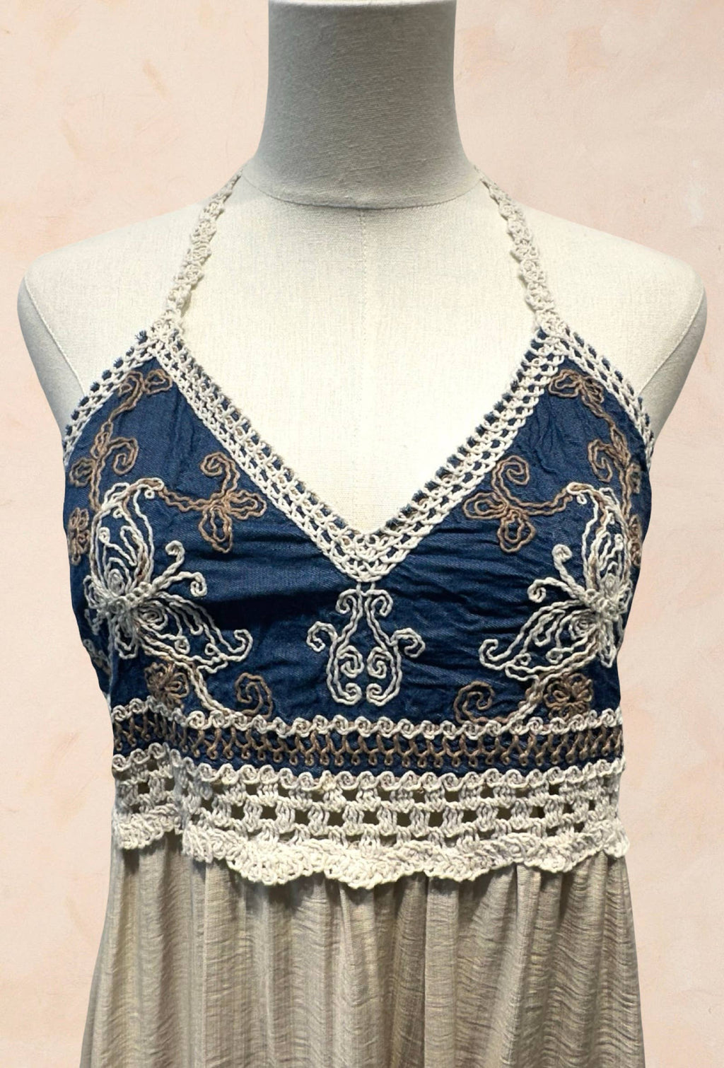 Robe mi longue bohème à dos nu Viscose