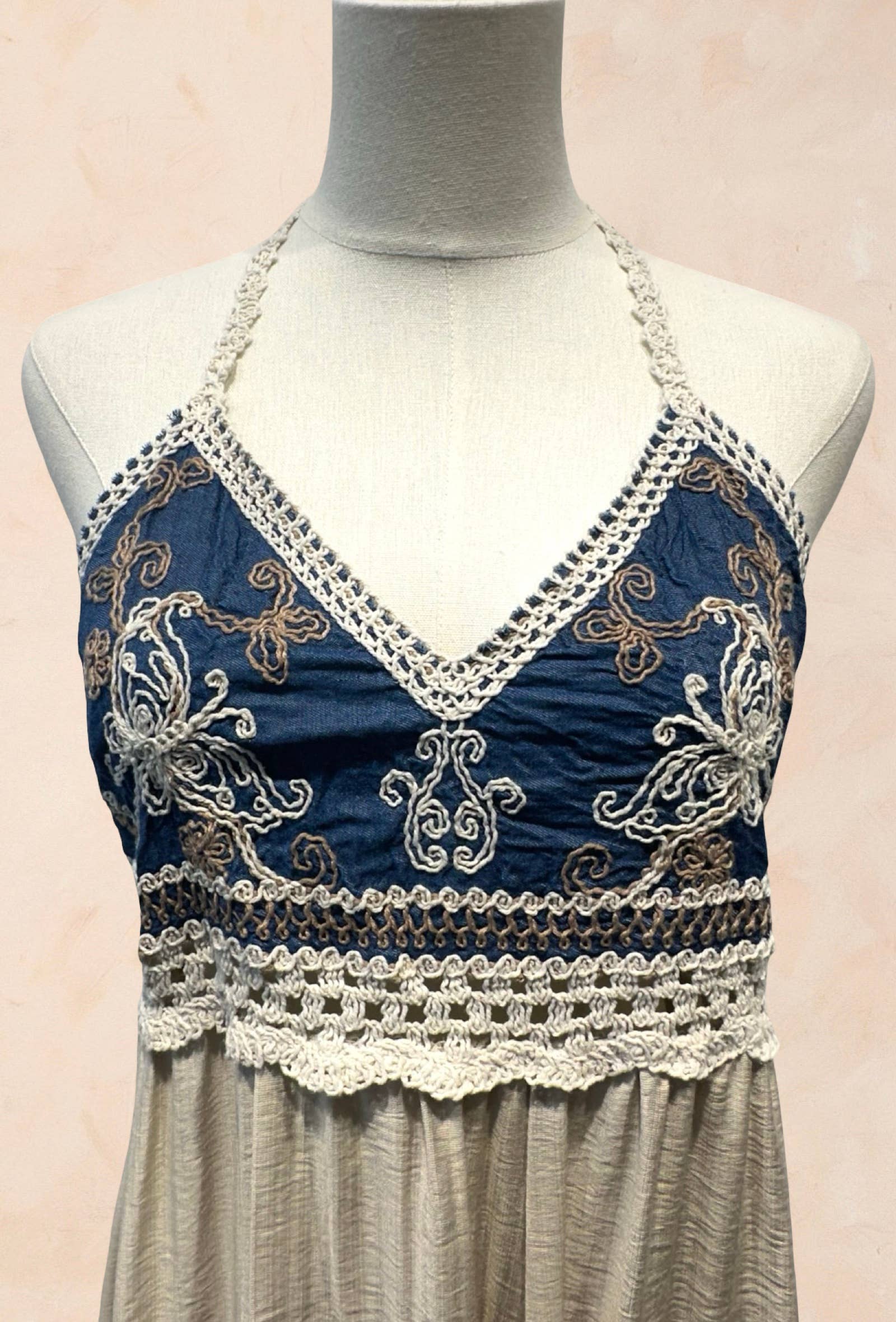 Robe mi longue bohème à dos nu Viscose