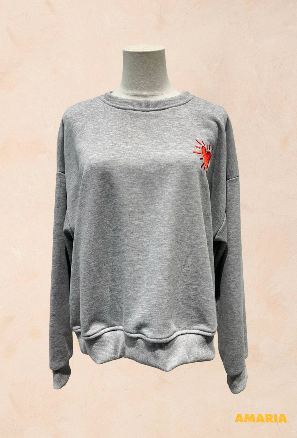 Sweat shirt Oversize Unisexe – Cœur Rouge Brodé
