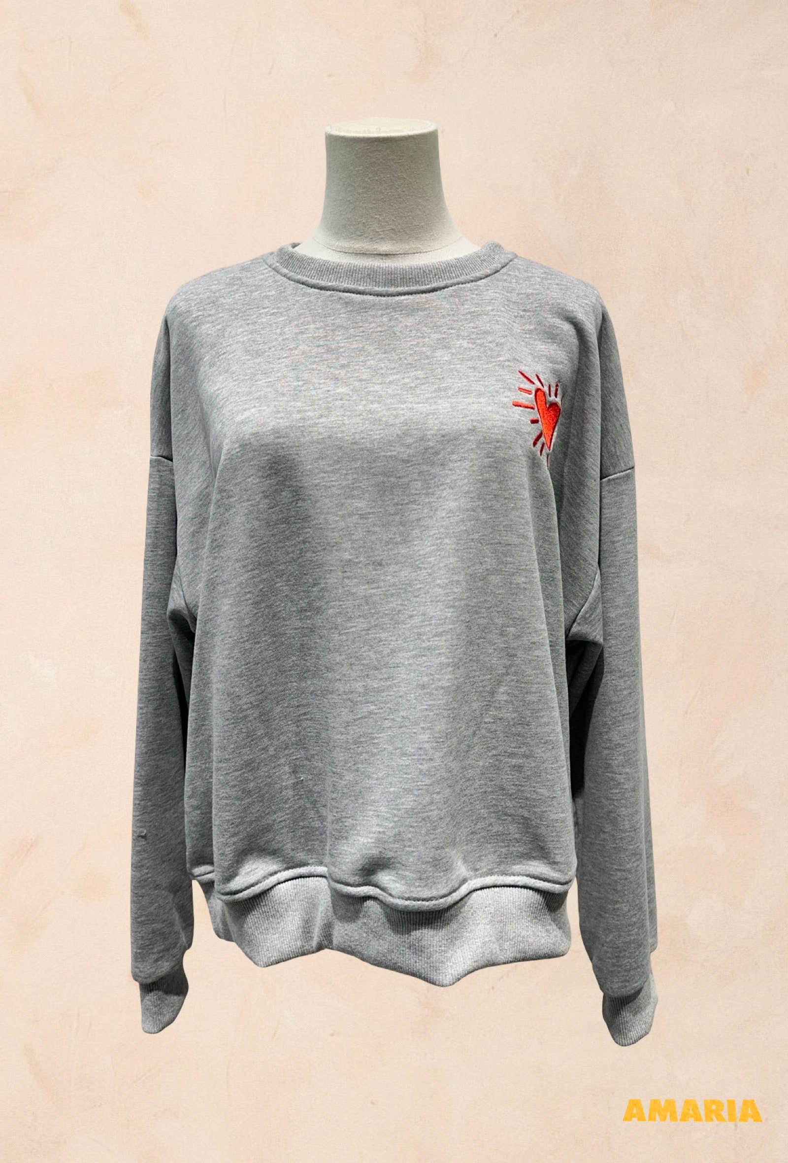 Sweat shirt Oversize Unisexe – Cœur Rouge Brodé