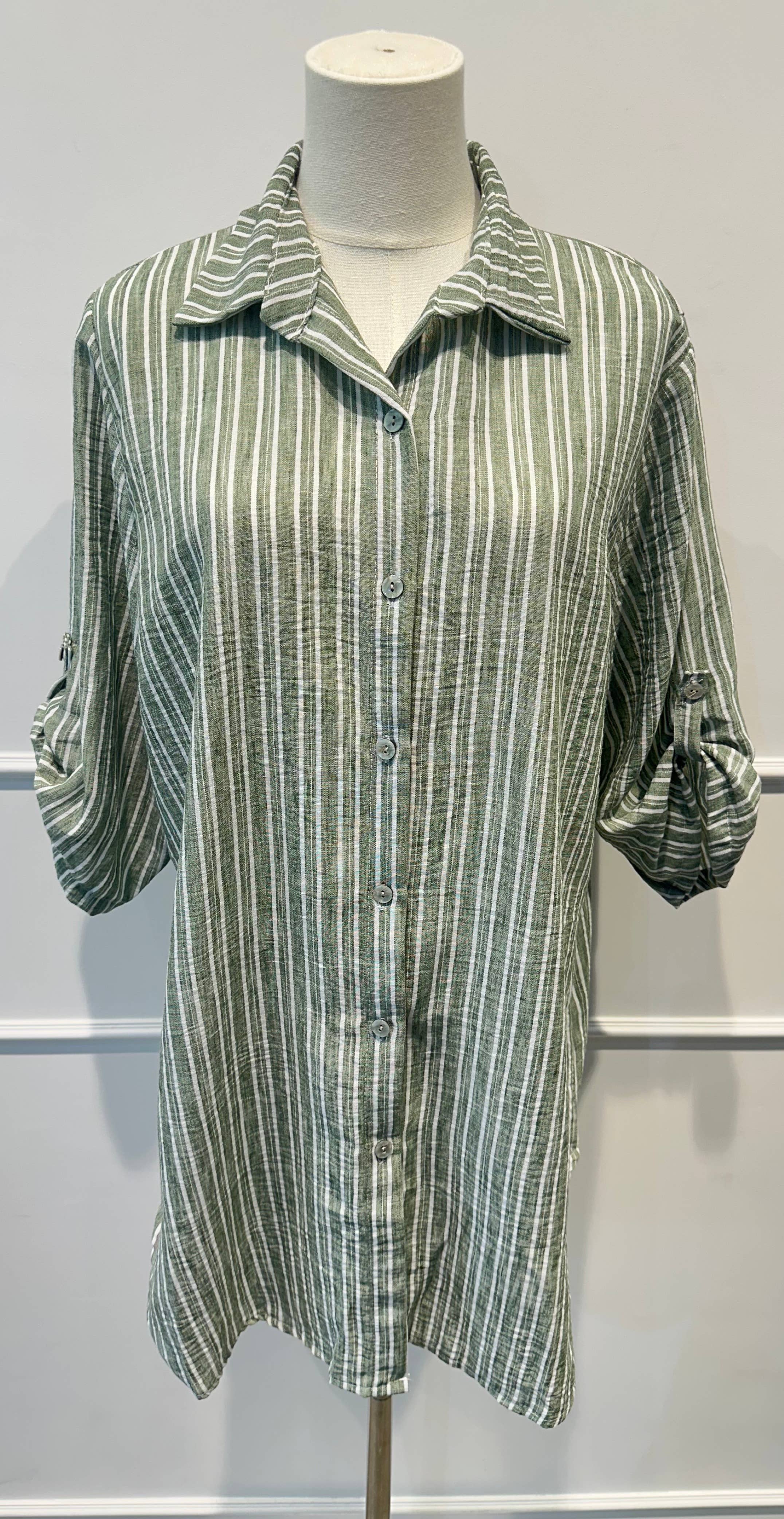Chemise longue légère à rayures bleu et blanc (Copie)