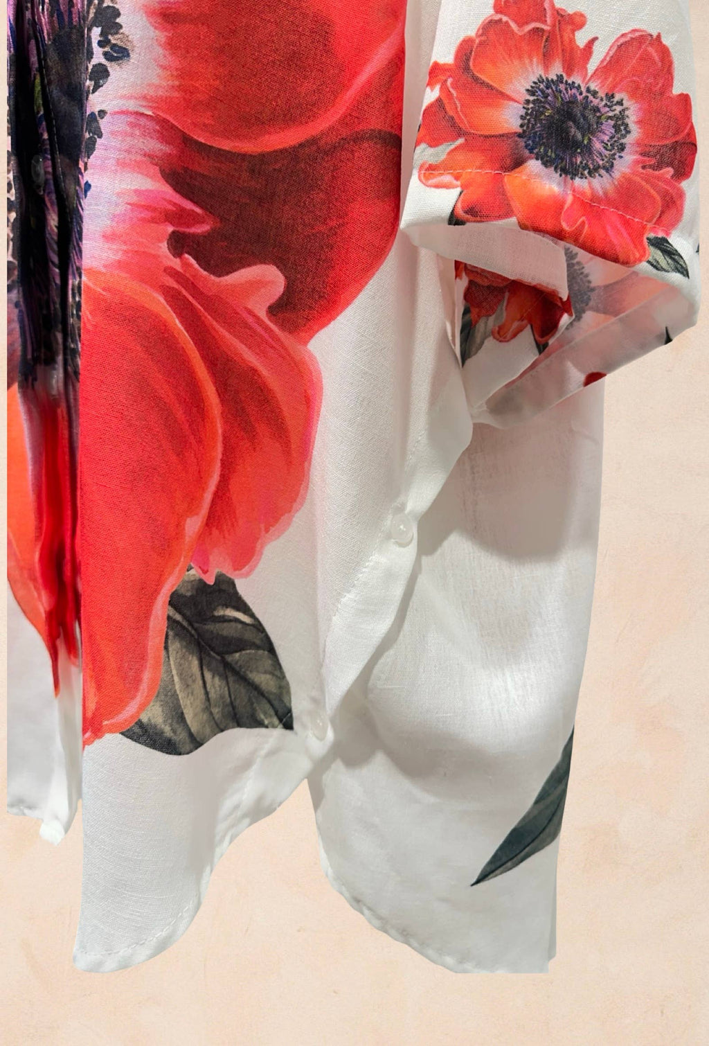 Chemise blanche à fleurs oversize Lin