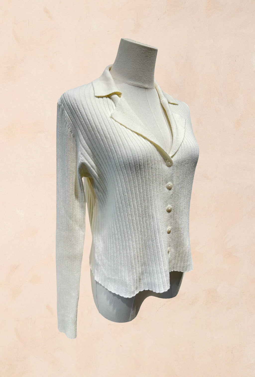 Gilet Boutonné Côtelé à Col Tailleur VISCOSE