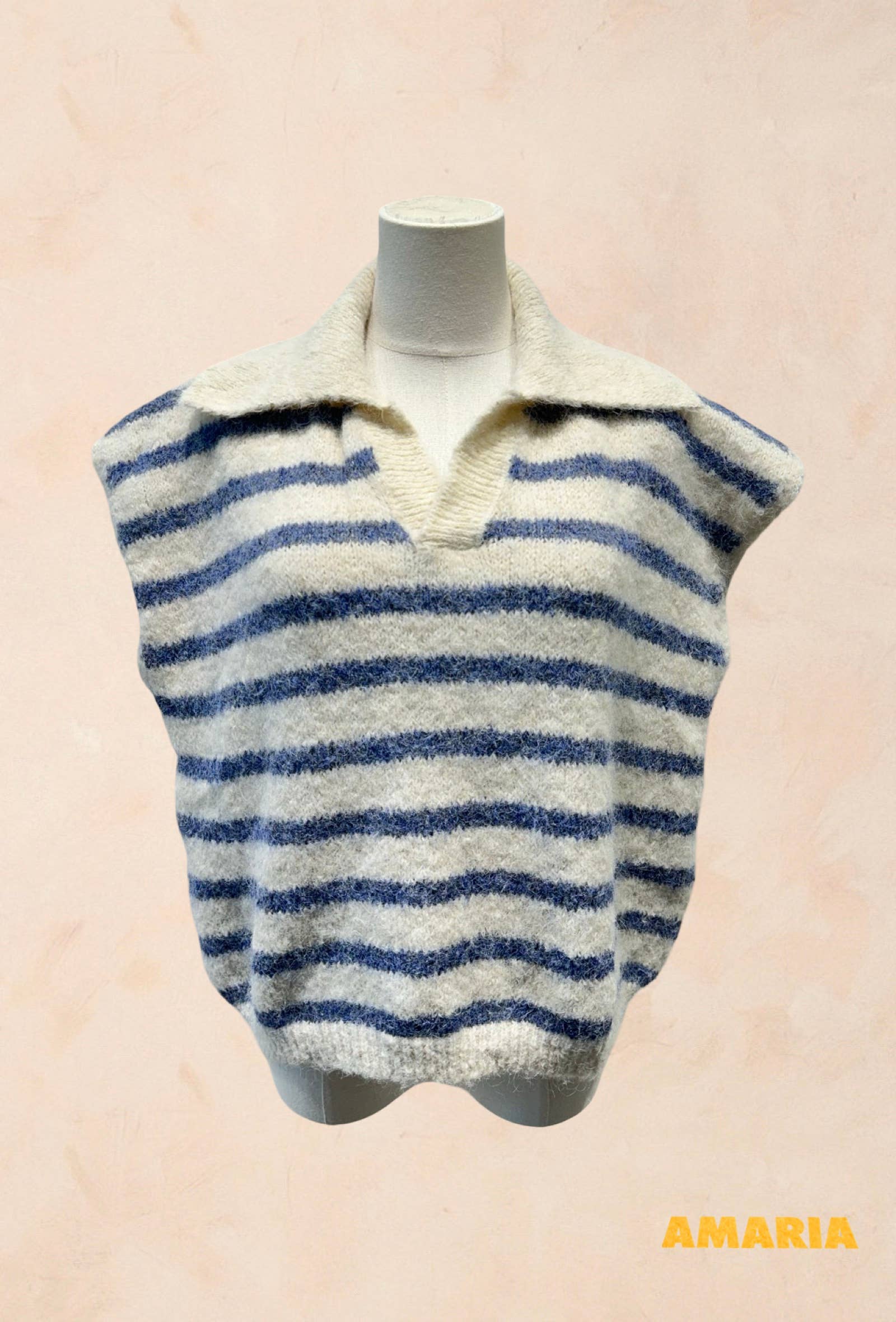 Pull sans manches à rayures avec col LAINE