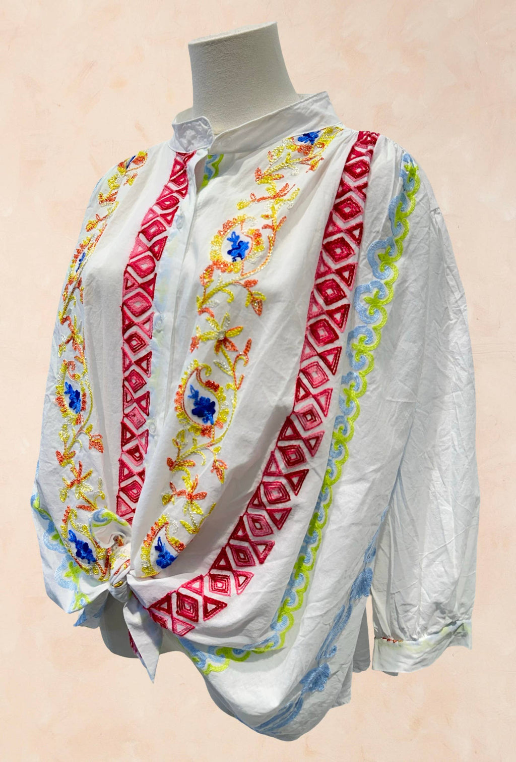 Chemise Blanche Brodée Multicolore
