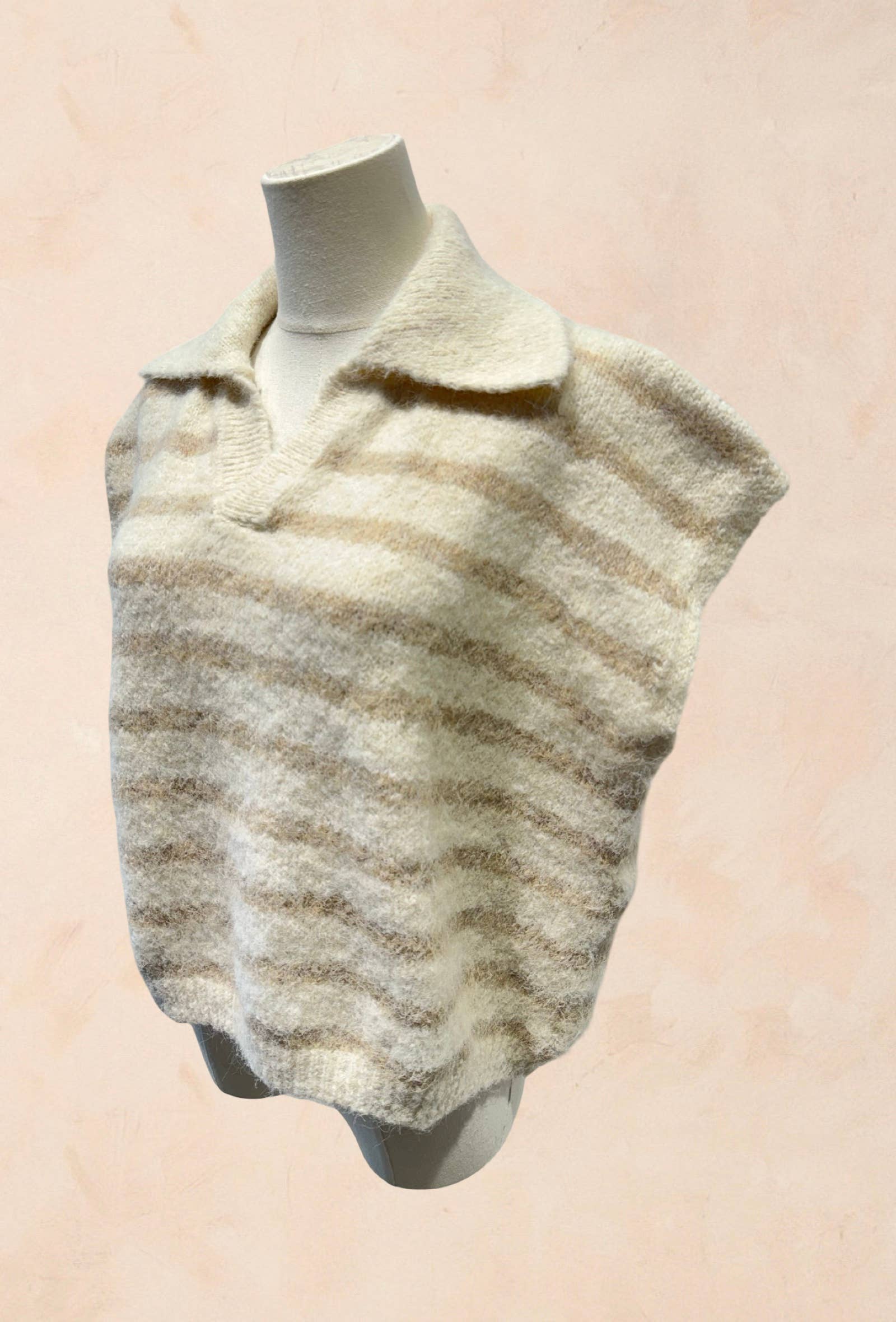 Pull sans manches à rayures avec col LAINE
