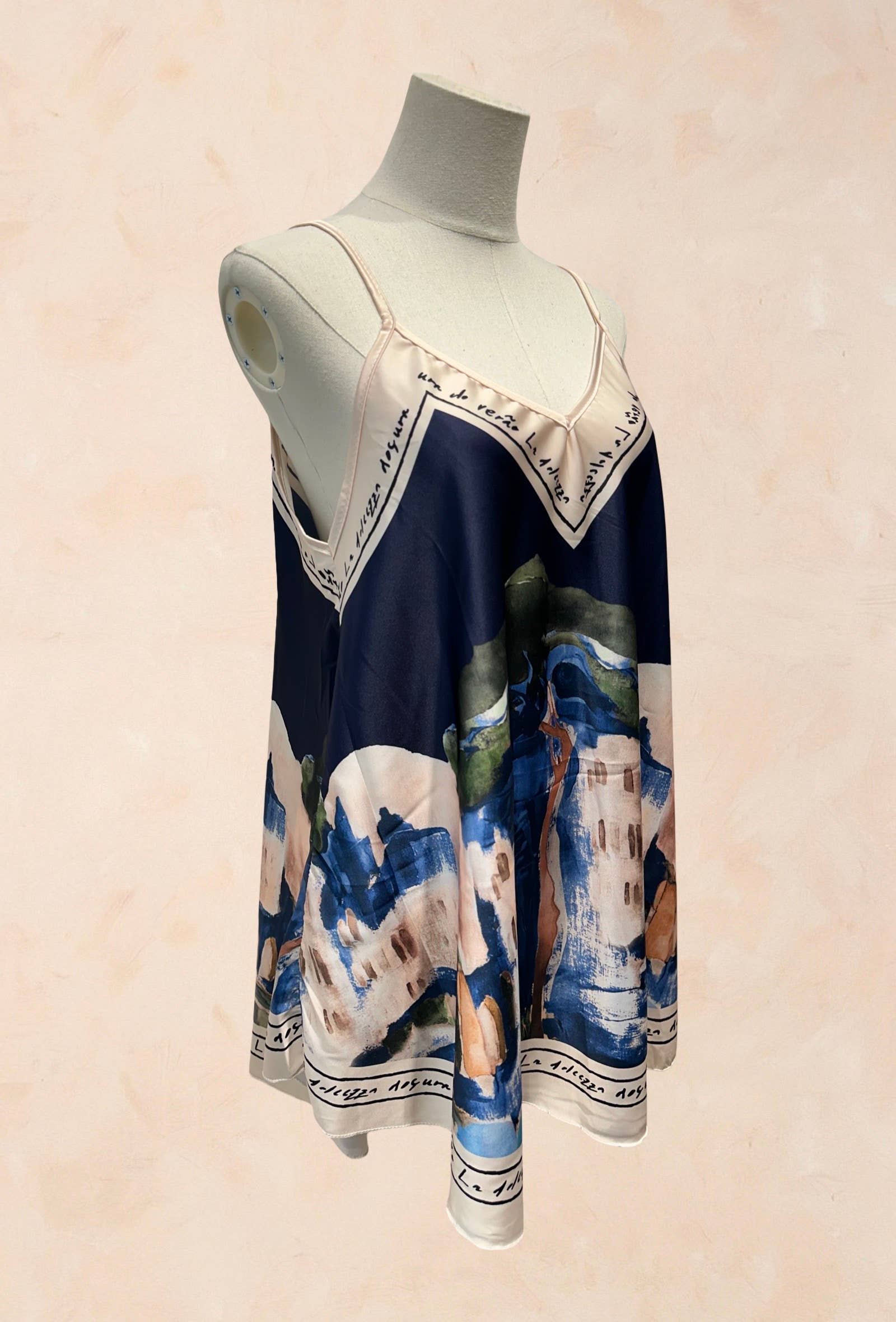 Top Carré en Satin Imprimé Art VISCOSE SOIE