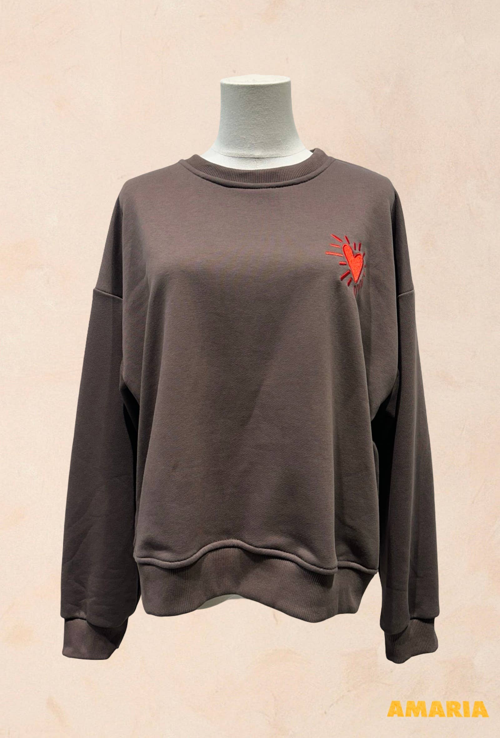 Sweat shirt Oversize Unisexe – Cœur Rouge Brodé