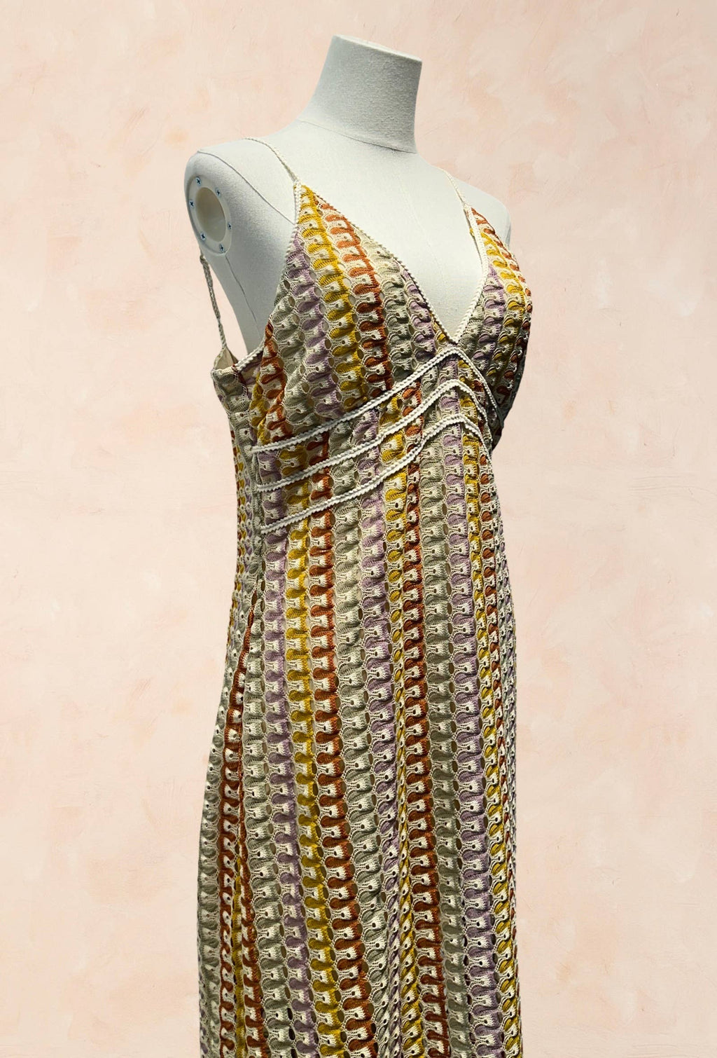 Robe longue crochet multicolore