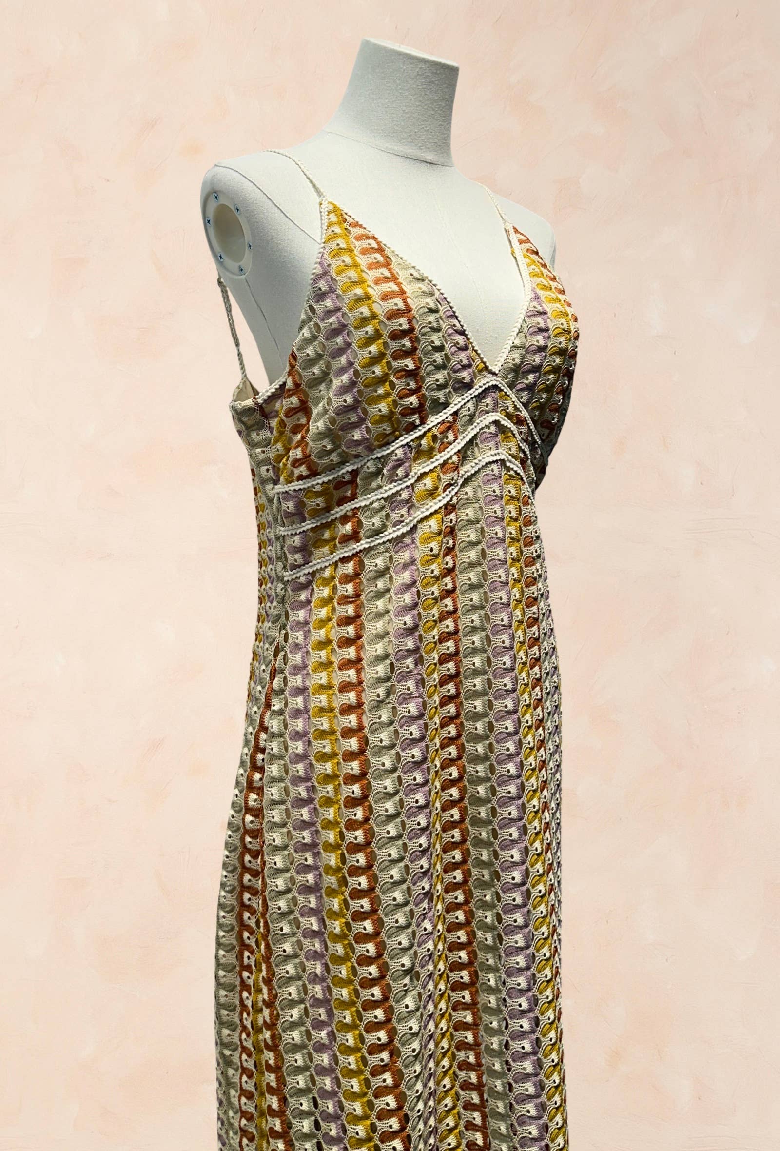 Robe longue crochet multicolore